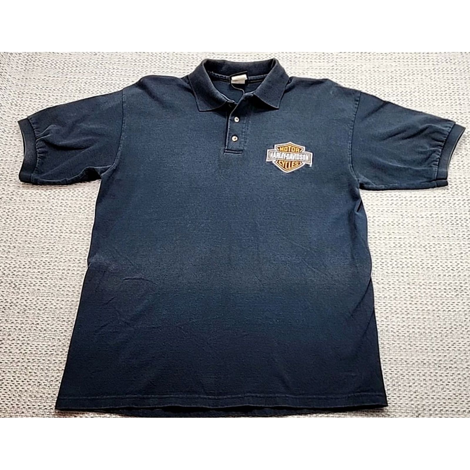Harley Davidson VINTAGE Harley-Davidson Polo Shirt Mens L Black Motorcycle Short Sleeve Harbor City CA Polo Shirt T-Shirt Harley-Davidson Mens Logo City USA 2000s Size US L / EU 52-54 / 3 - 3 Thumbnail