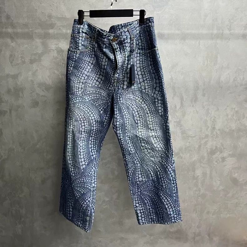 Louis Vuitton Louis Vuitton Blue Pumpkin Print Denim Jeans-yf Size US 33 - 1 Thumbnail