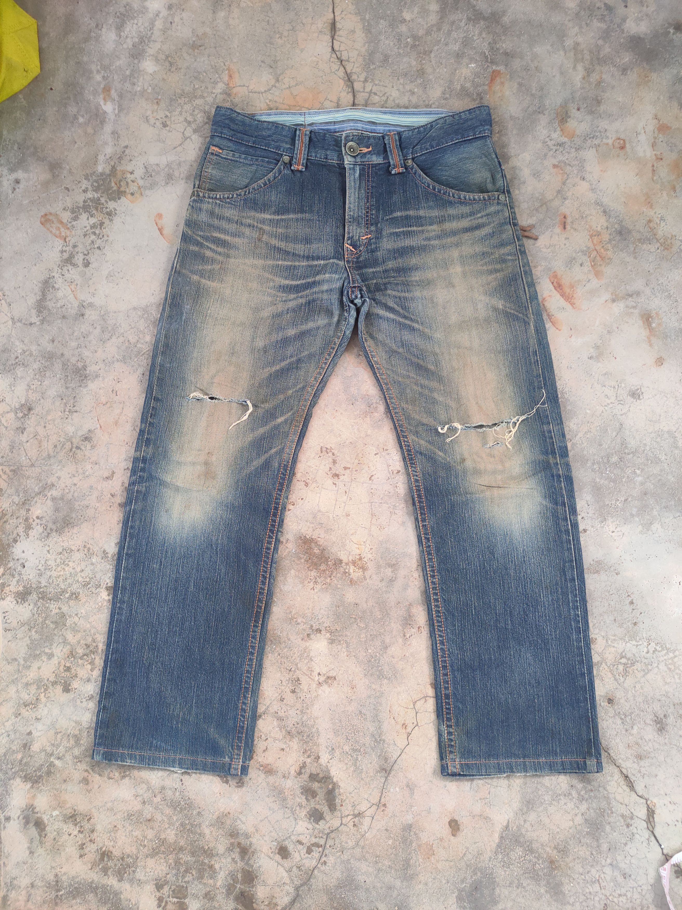 Edwin # EDWIN VINTAGE FADED RIPPED DISTRESSED JEAN PANTS Size US 34 / EU 50 - 2 Thumbnail