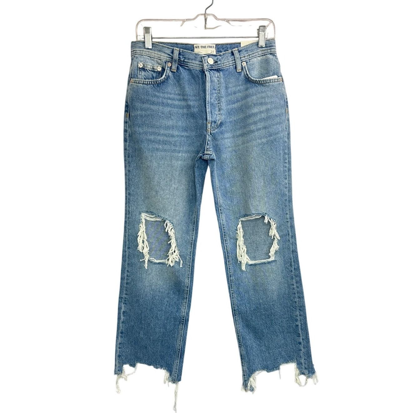 Free People NWT Free People Distress Straight Leg Jeans Size 25 Boho Size 25" / US 0 / IT 36 - 3 Thumbnail