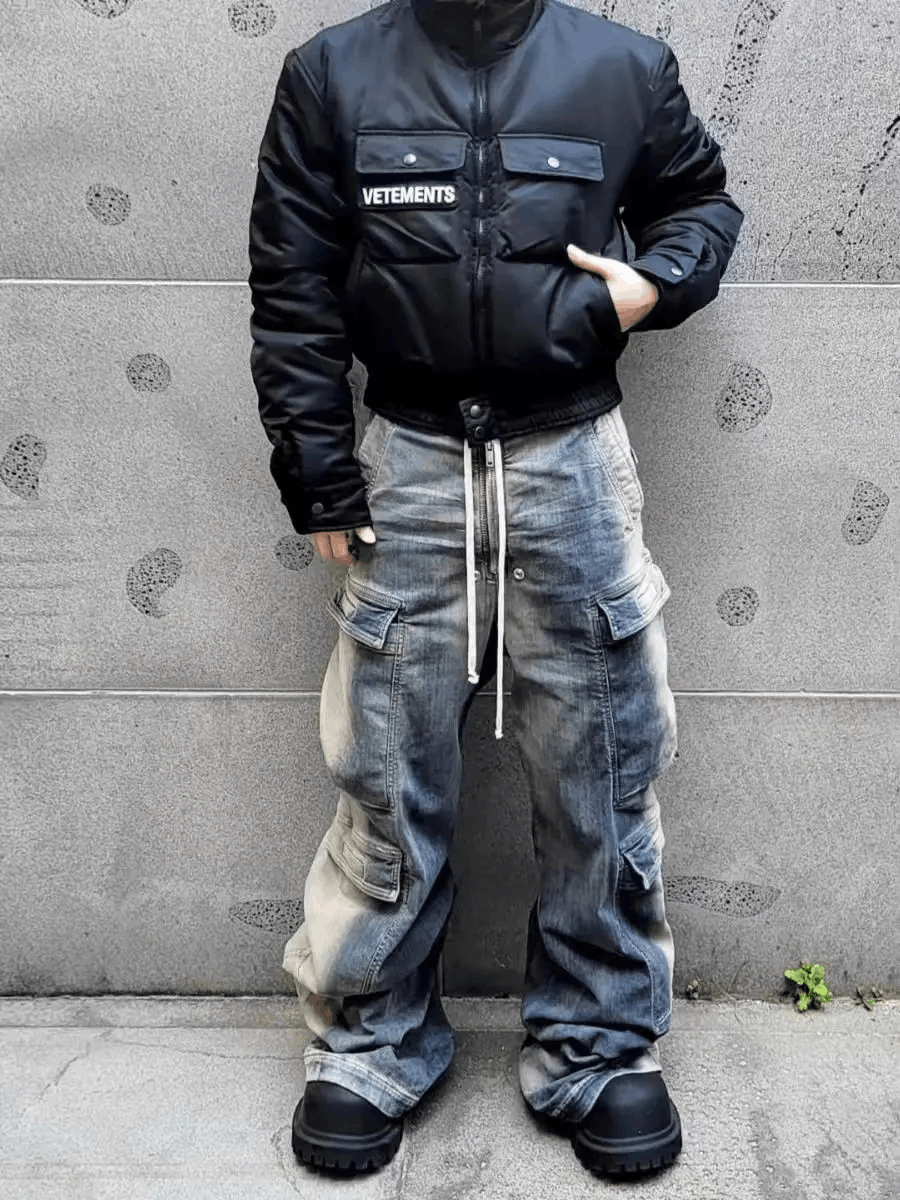 Japanese Brand × Jean Heavy vintage gradient washed wide-leg loose jeans Size US 30 / EU 46 - 1 Thumbnail