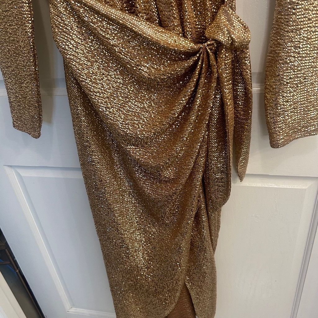 river island dress gold River Island Gold Metallic Dress NWT- Size 18 (US 14) – The Saved Collection main image 0