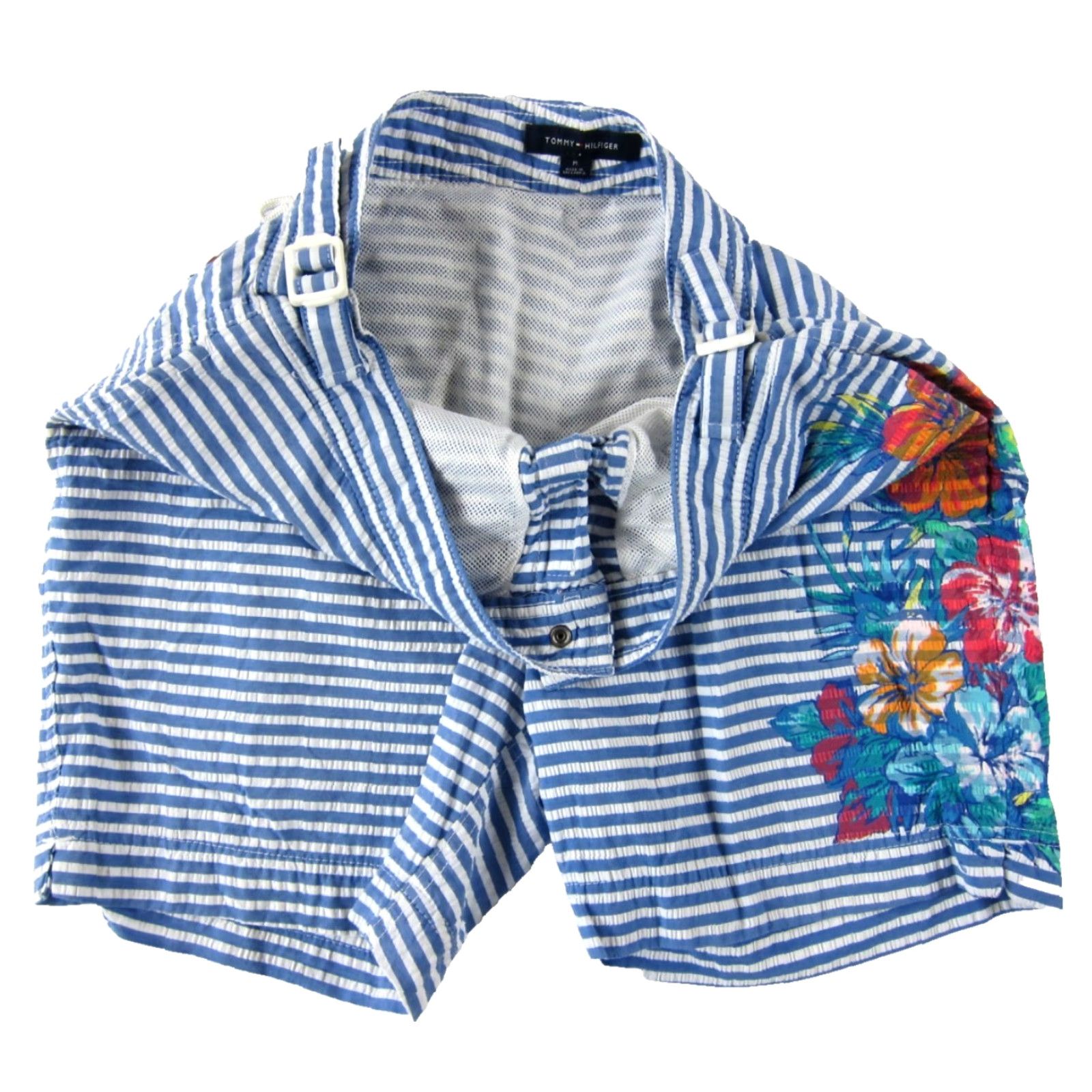 Tommy Hilfiger Tommy Hilfiger Swim Trunk Men Medium Blue Floral Lined Cotton Nylon Stripe Bottom Size US 31 - 4 Thumbnail