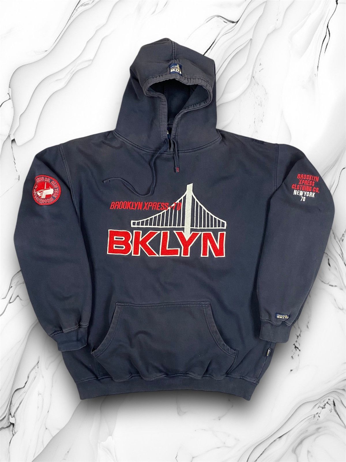 Vintage Vintage 90s Brooklyn New York Distressed Rap Hoodie Size US XXL / EU 58 / 5 - 1 Thumbnail