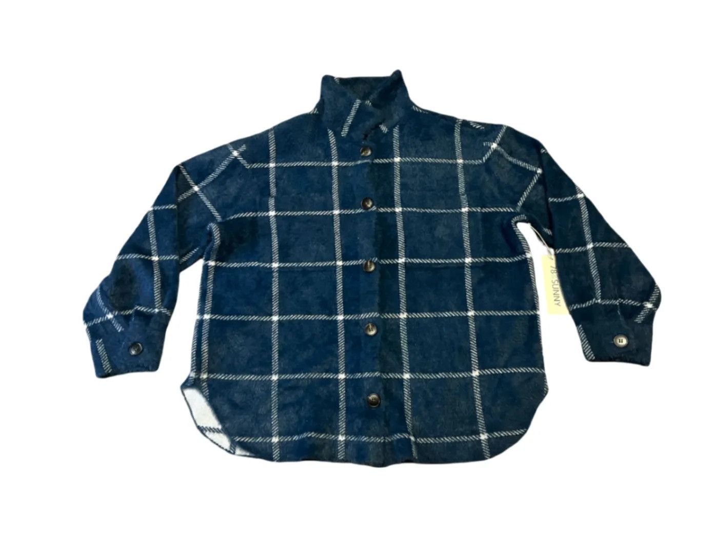 78 & Sunny Womens Jacket Large Blue Plaid Button Up NWT