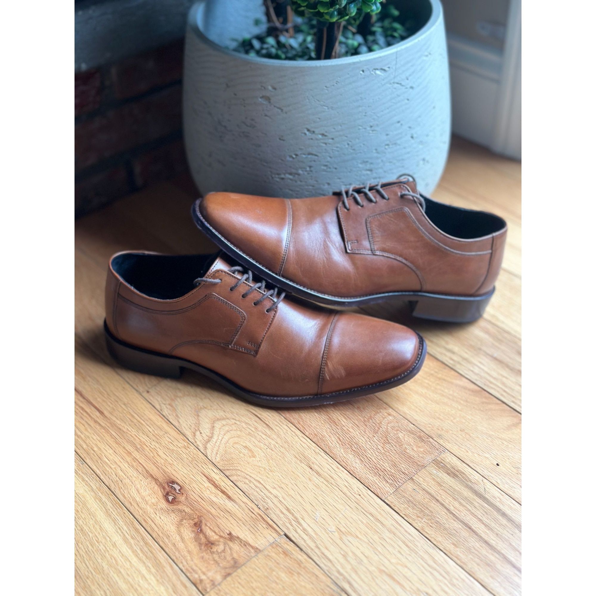 Johnston & Murphy MEN’S JOHNSTON & MURPHY DRESS SHOES BROWN STRATTON CAP TOE 1 Size US 12 / EU 45 - 2 Thumbnail