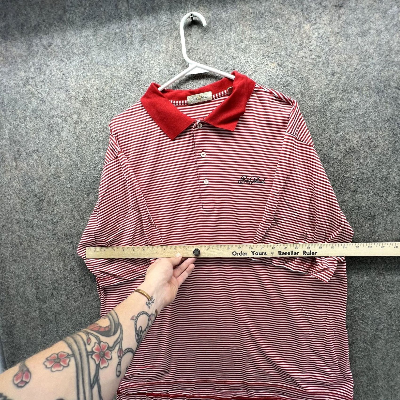 Peter Millar Peter Millar Polo Shirt Mens XL Red White Stripe Sea Island Golf Logo Cotton Size US XL / EU 56 / 4 - 5 Thumbnail