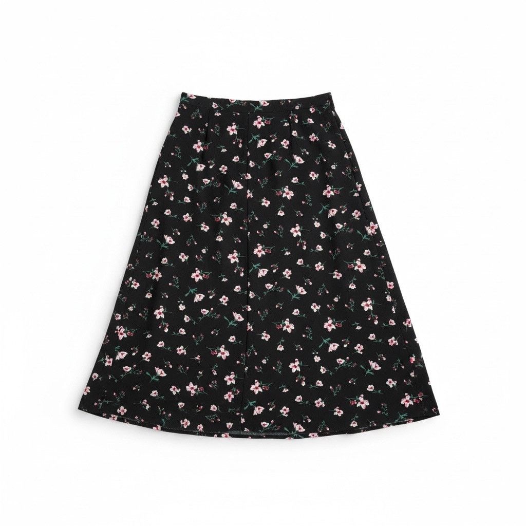 Nasty Gal Nasty Gal 6 black floral feminine goth midi skirt Size 28" / US 6 / IT 42 - 4 Thumbnail