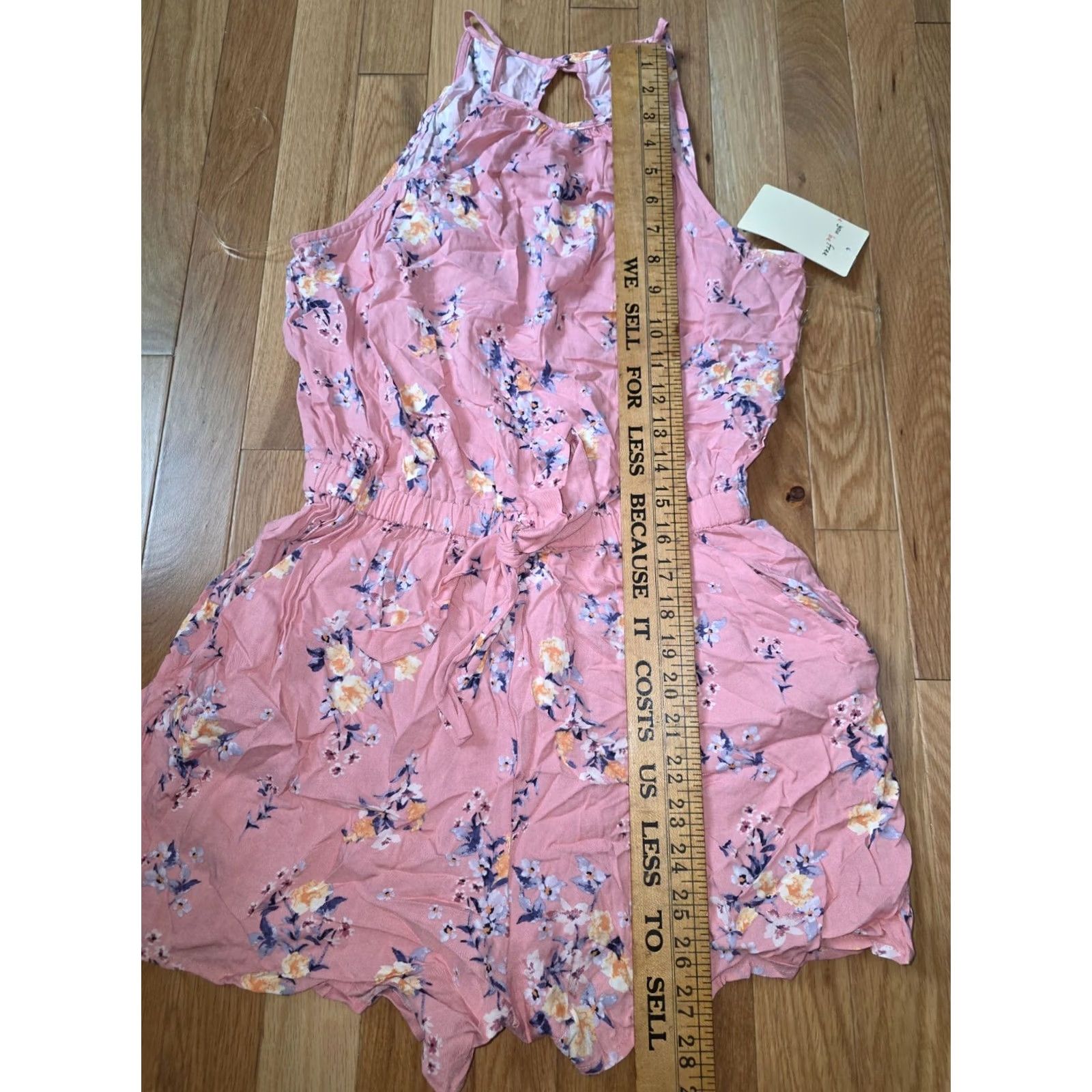 Vintage Bebop OnePiece Romper Women's S Pink Floral Halter Keyhole Back Elastic Size 28" / US 6 / IT 42 - 5 Thumbnail