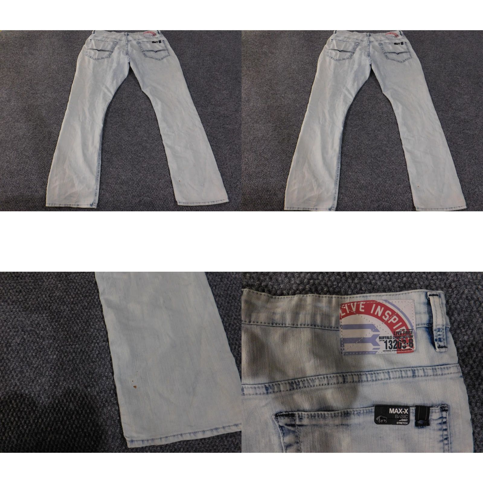 Buffalo David Bitton VINTAGE Buffalo David Bitton Jeans Mens 36x32 Light Wash Max-X Skinny Stretch Denim Size US 36 / EU 52 - 8 Thumbnail
