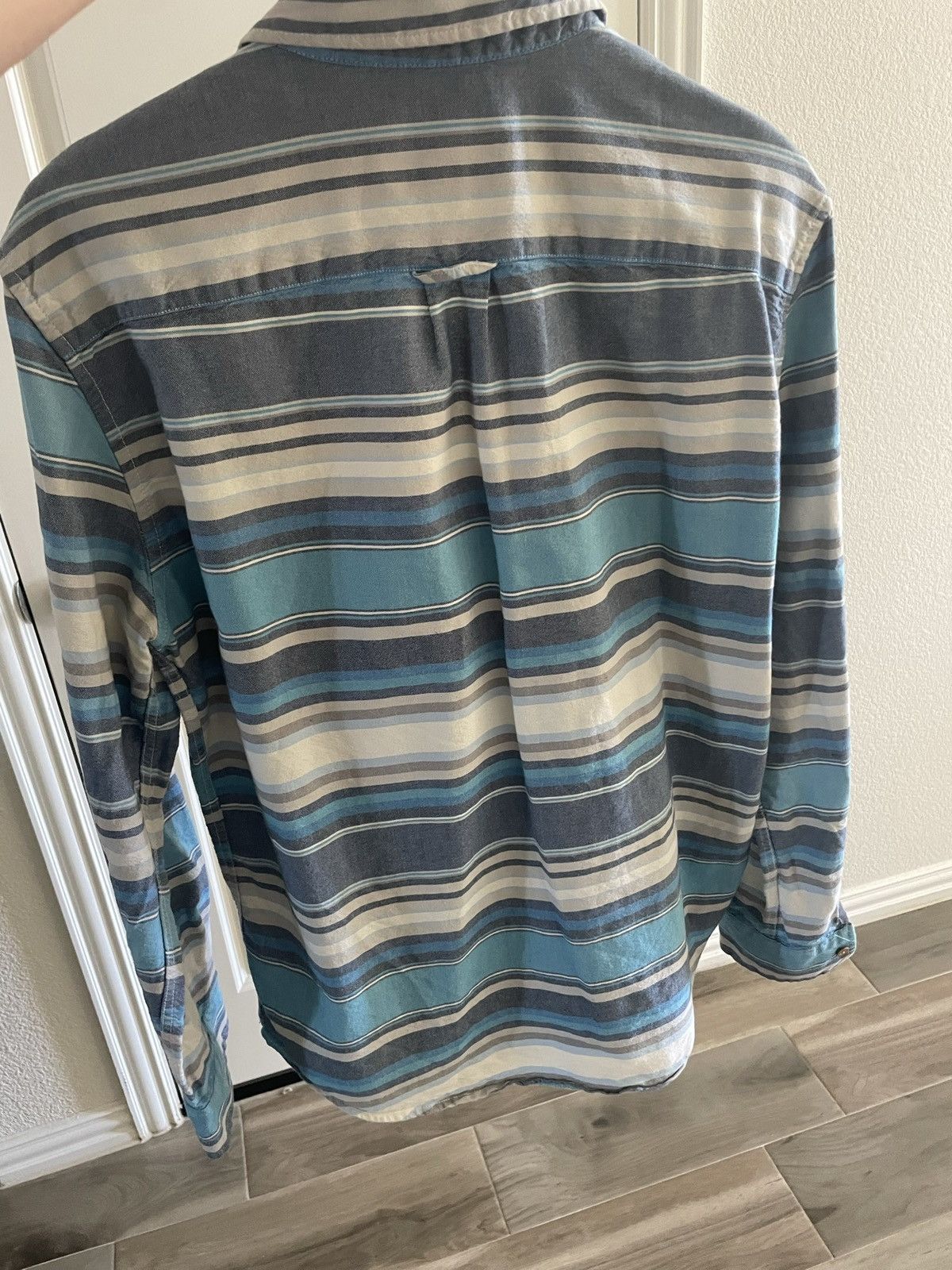 American Eagle Outfitters Blue stripped half button up shirt Size US M / EU 48-50 / 2 - 2 Thumbnail