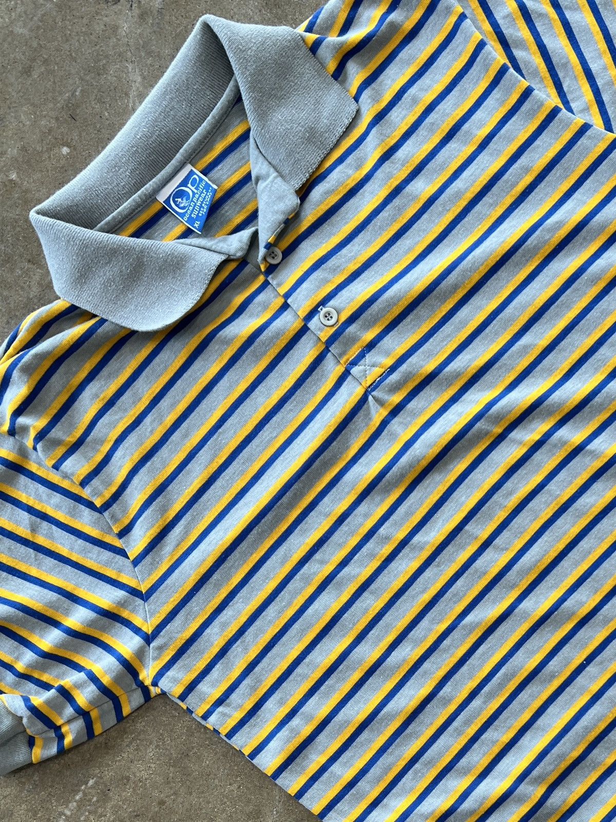 Ocean Pacific Vintage Ocean Pacific OP Single Stitch Stripe Polo XL Size US XL / EU 56 / 4 - 1 Thumbnail