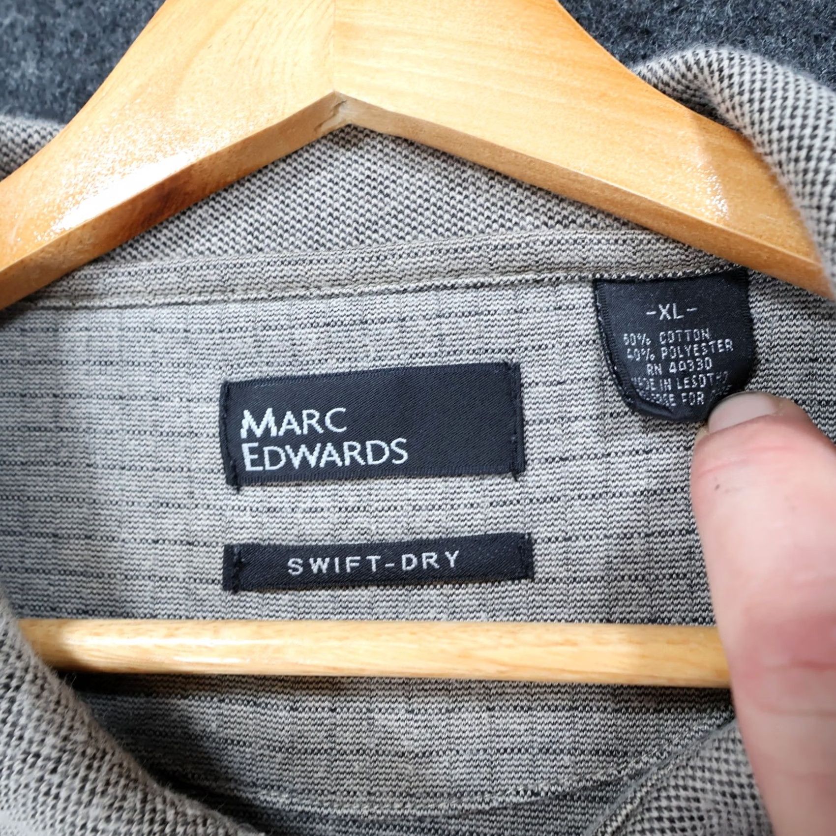 Vintage Marc Edwards Polo Shirt Mens XL Gray Swift-Dry Textured Pocket Short S Size US XL / EU 56 / 4 - 7 Thumbnail