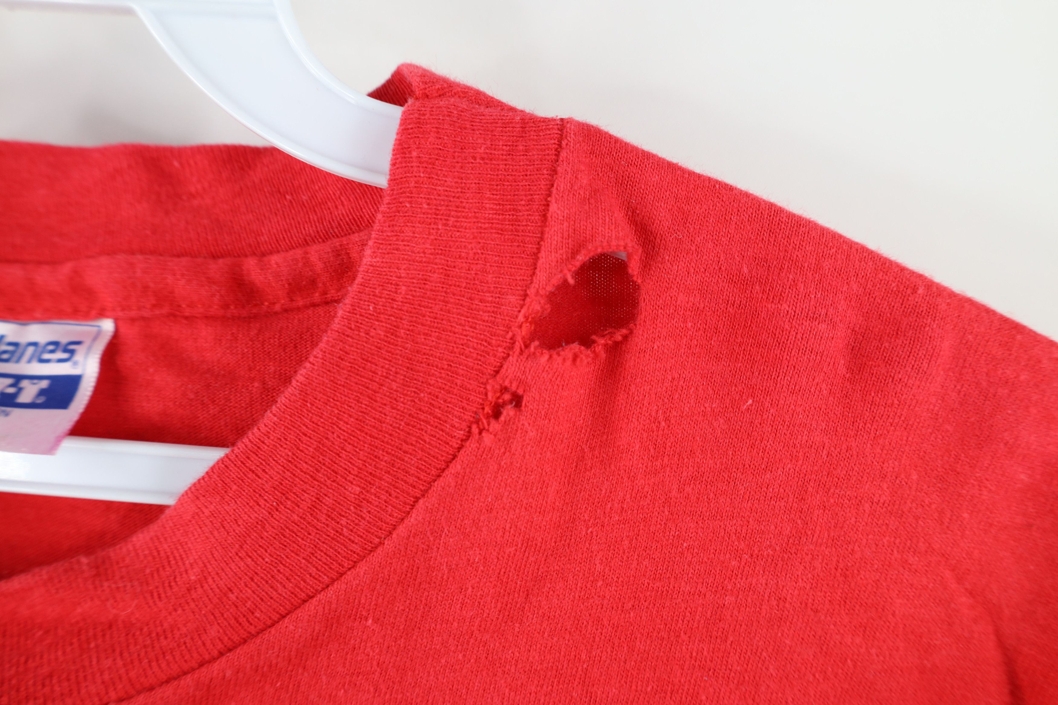 Vintage Vintage 90s Hanes Blank Pocket T-Shirt Cotton Red USA Size US L / EU 52-54 / 3 - 4 Thumbnail