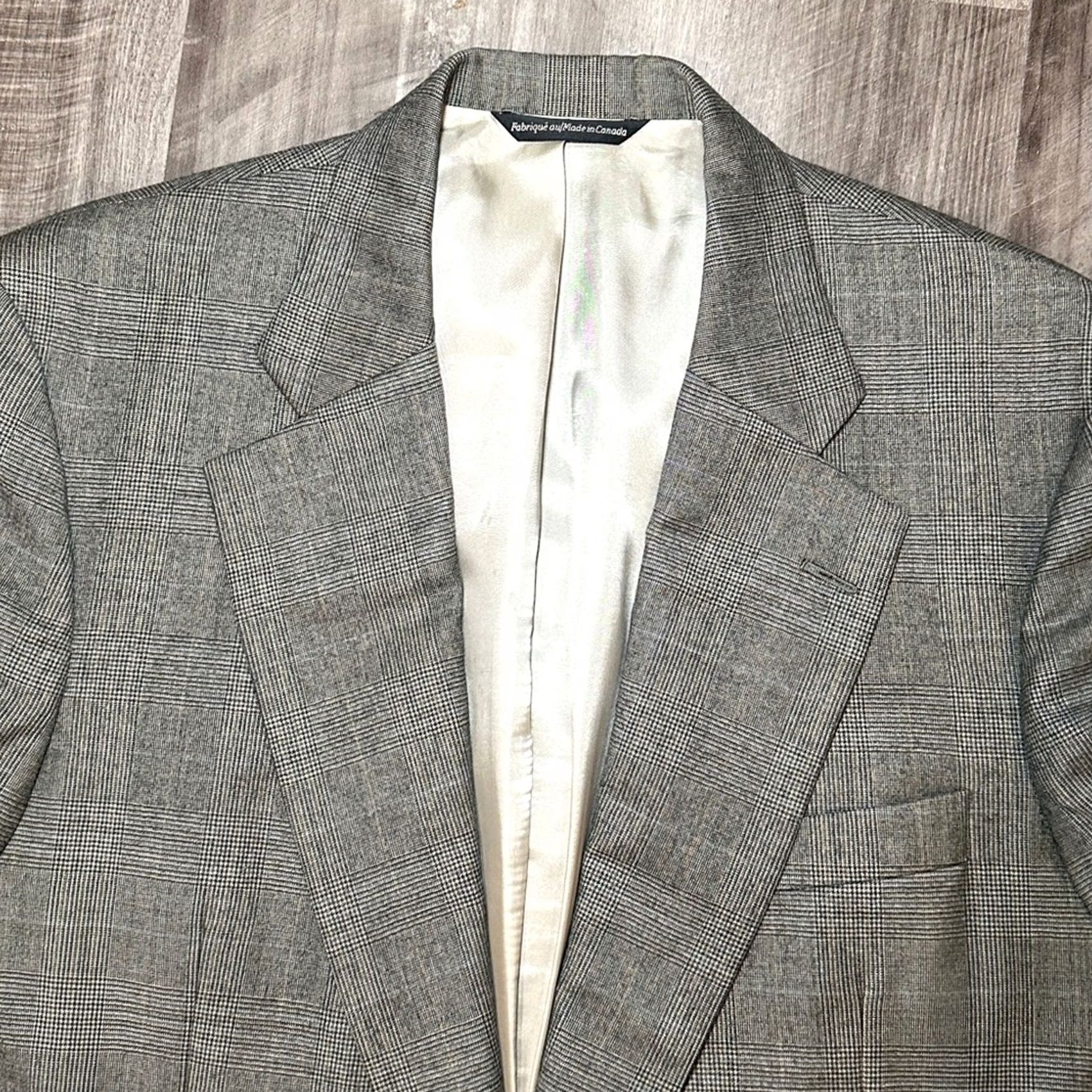 Vintage Samuelsohn Blazer Wool Glen Check Plaid 2 Piece - 42R Mens Regular Brown Blazer Sport Jacket Size 42R - 5 Thumbnail