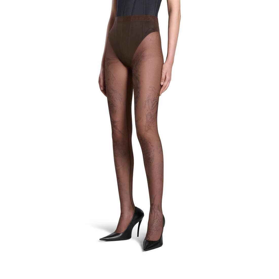 Balenciaga o1tr1nto0825 Tat Tights in Dark Brown Size 26" / US 2 / IT 38 - 2 Thumbnail
