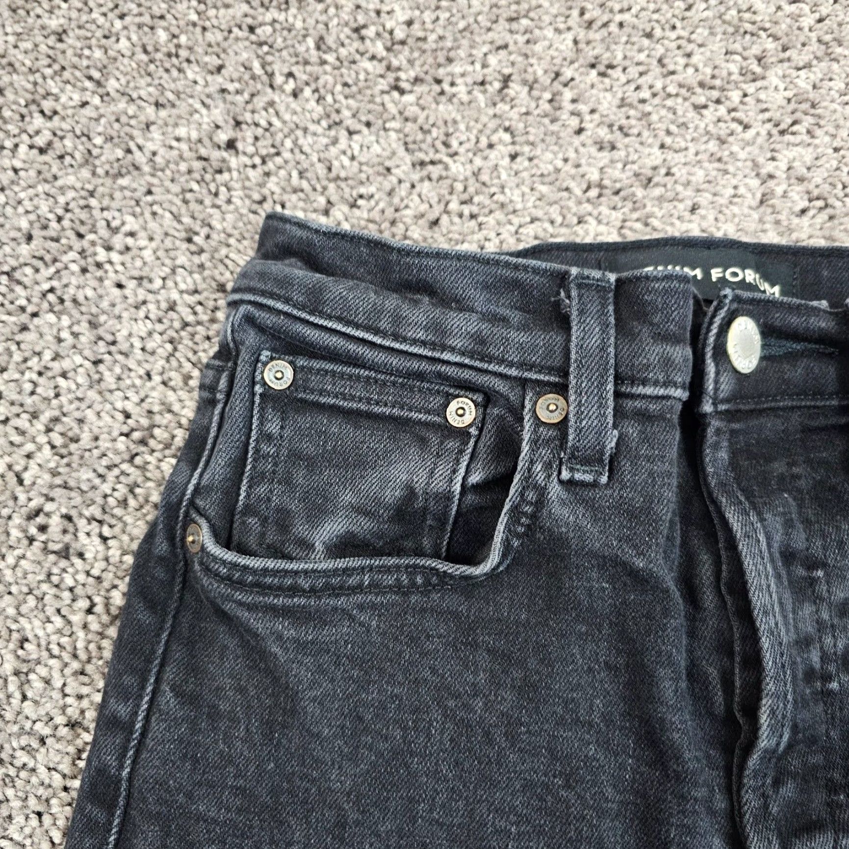 Vintage Denim Forum Jeans Women 26 Black High Rise Slim Ankle Fray Stretch 24x26 Size 24" / US 00 / IT 34 - 3 Thumbnail