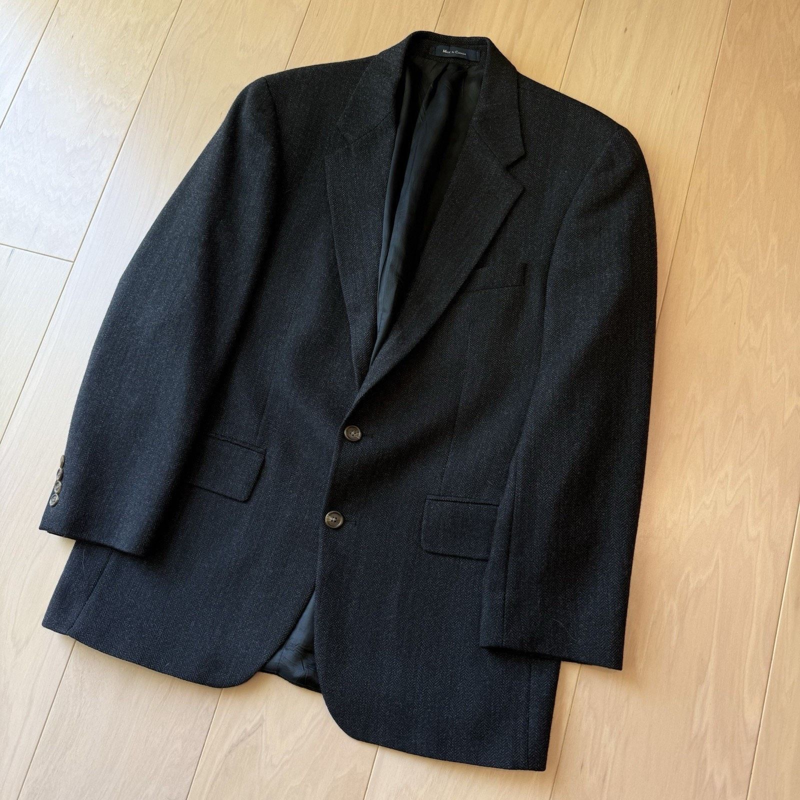 Polo Ralph Lauren × Vintage Vintage Polo University Club Blazer Medium Black Herringbone Size 42R - 11 Thumbnail