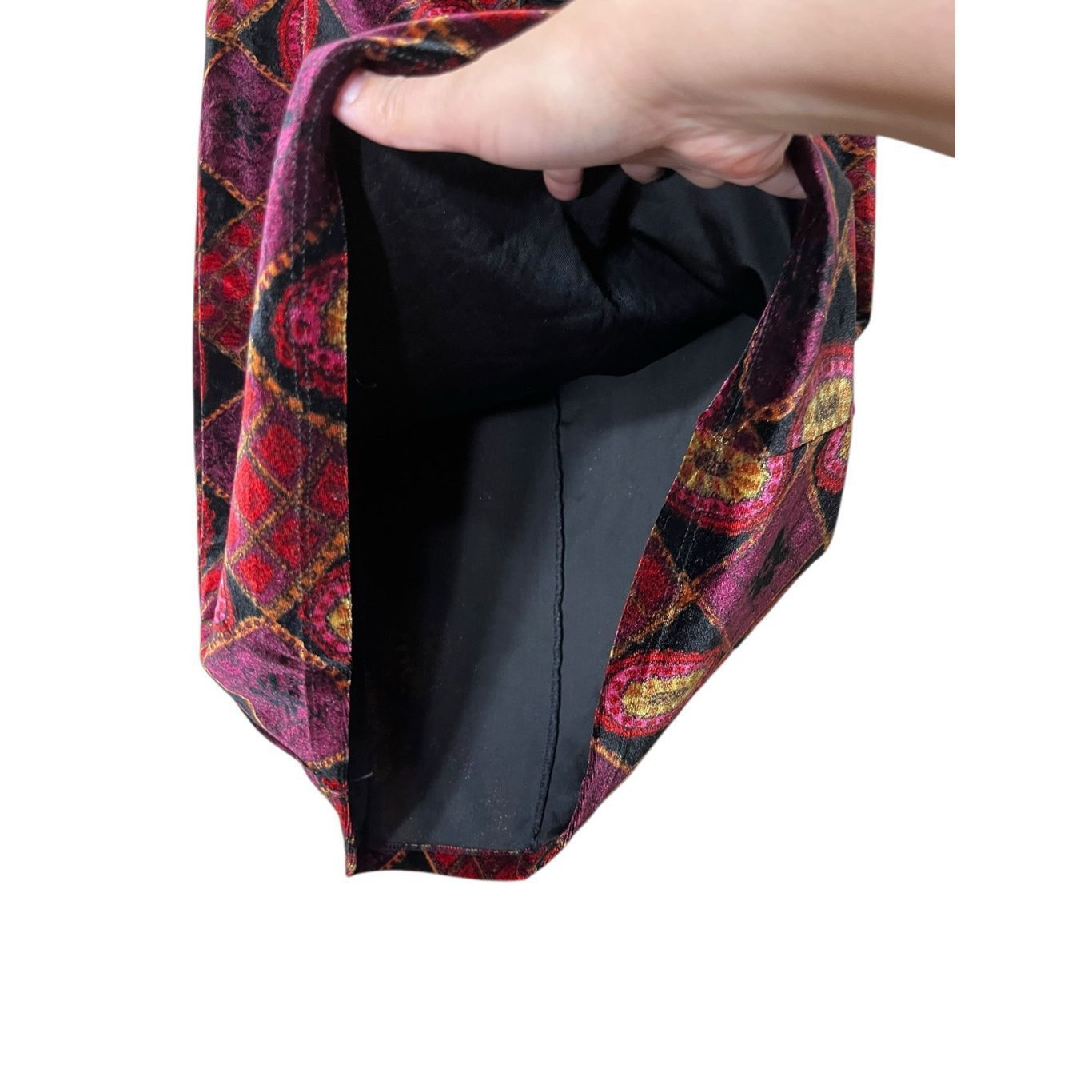Other Vintage Wanted Clothing Skirt Purple Red Pink Floral Velvet Size 26" / US 2 / IT 38 - 4 Thumbnail