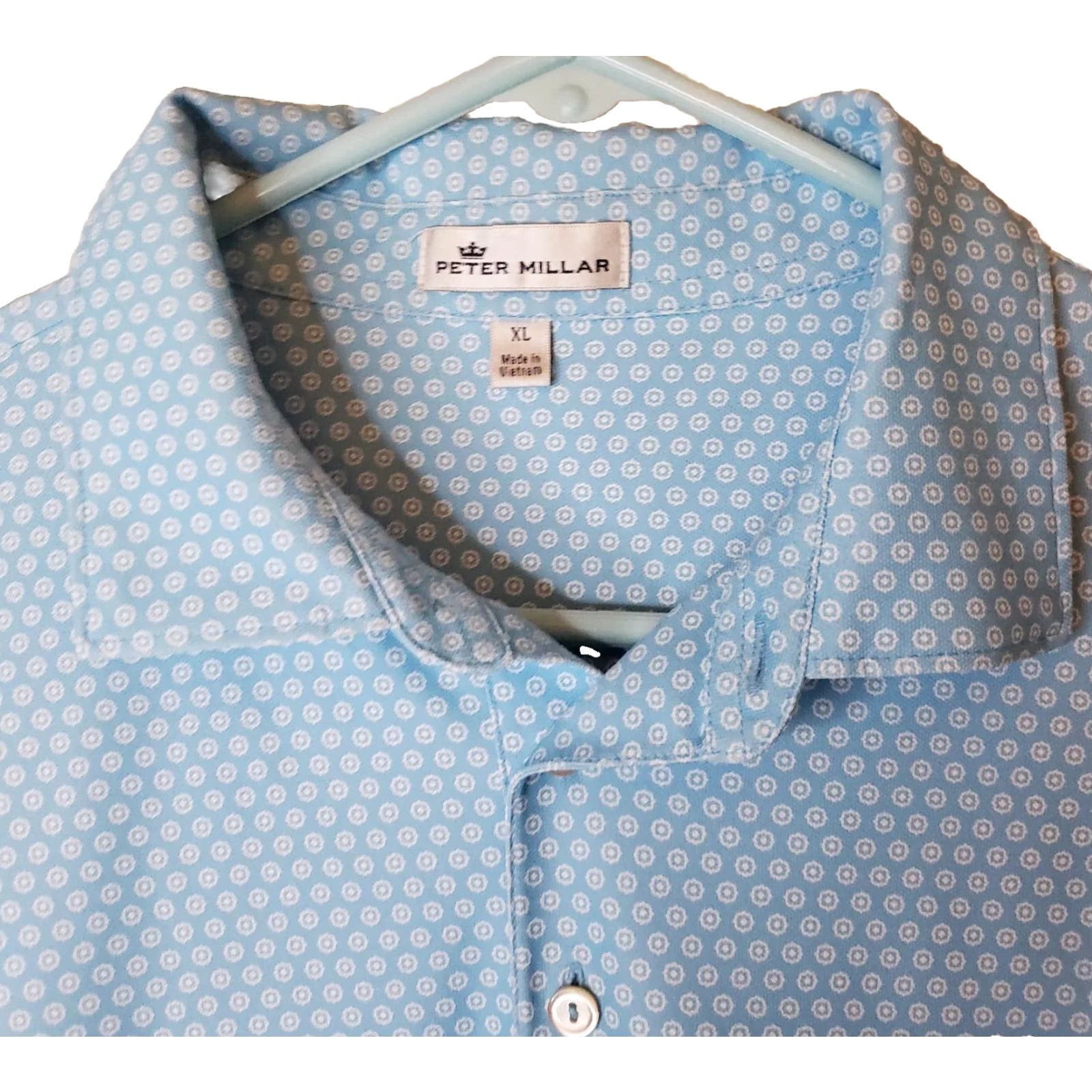 Peter Millar Peter Millar Crown Crafted Geometric Print Golf Polo Men's XL Blue S. S. Shirt Size US XL / EU 56 / 4 - 6 Thumbnail