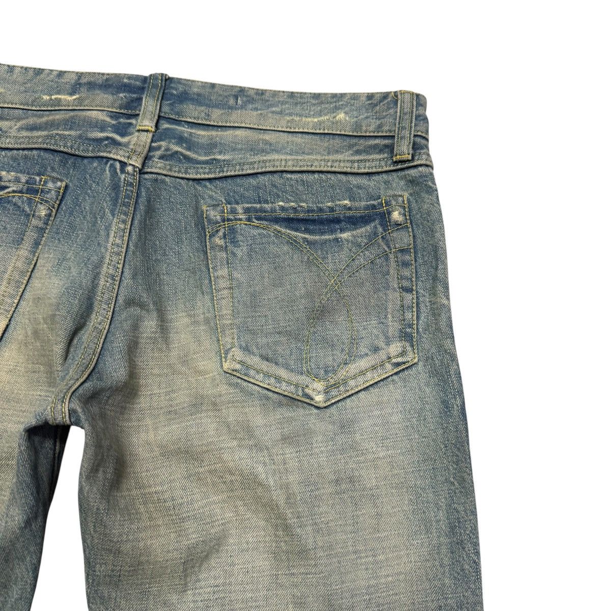 Japanese Brand Rico Mudwash Denim Flare Jeans Distressed Size US 33 - 14 Thumbnail