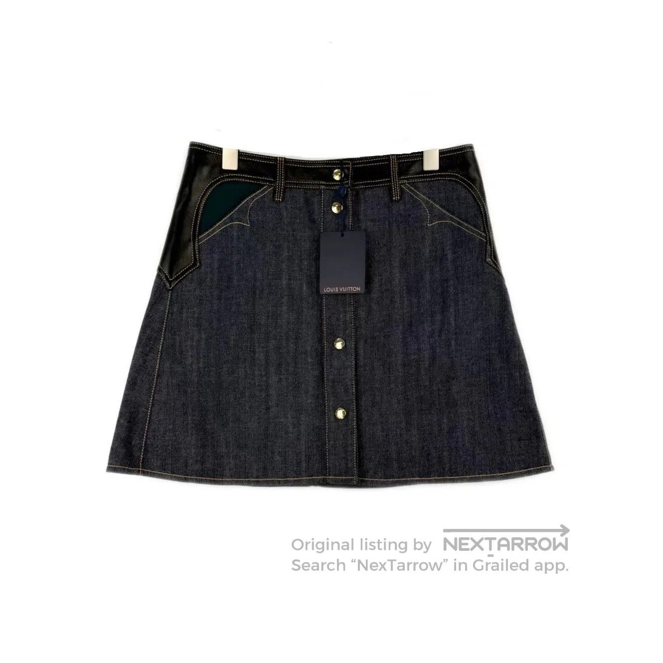 Louis Vuitton Louis Vuitton Blue Denim Skirt with Gold Buckle. Size US 34 / EU 50 - 1 Thumbnail