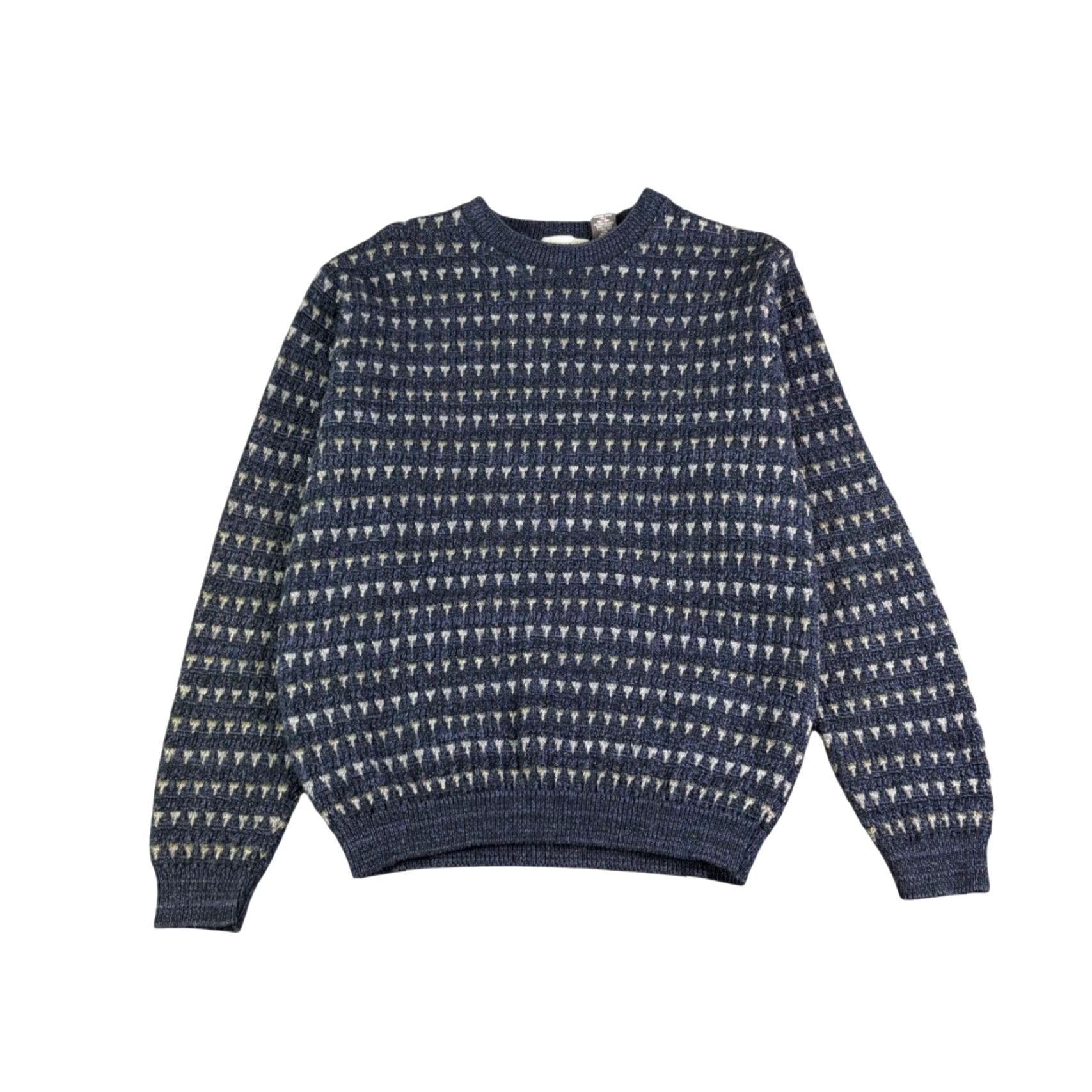 Vintage David Taylor Mens Navy Blue Tan Knit Crewneck Sweater Small Cotton Blend Size US S / EU 44-46 / 1 - 2 Thumbnail