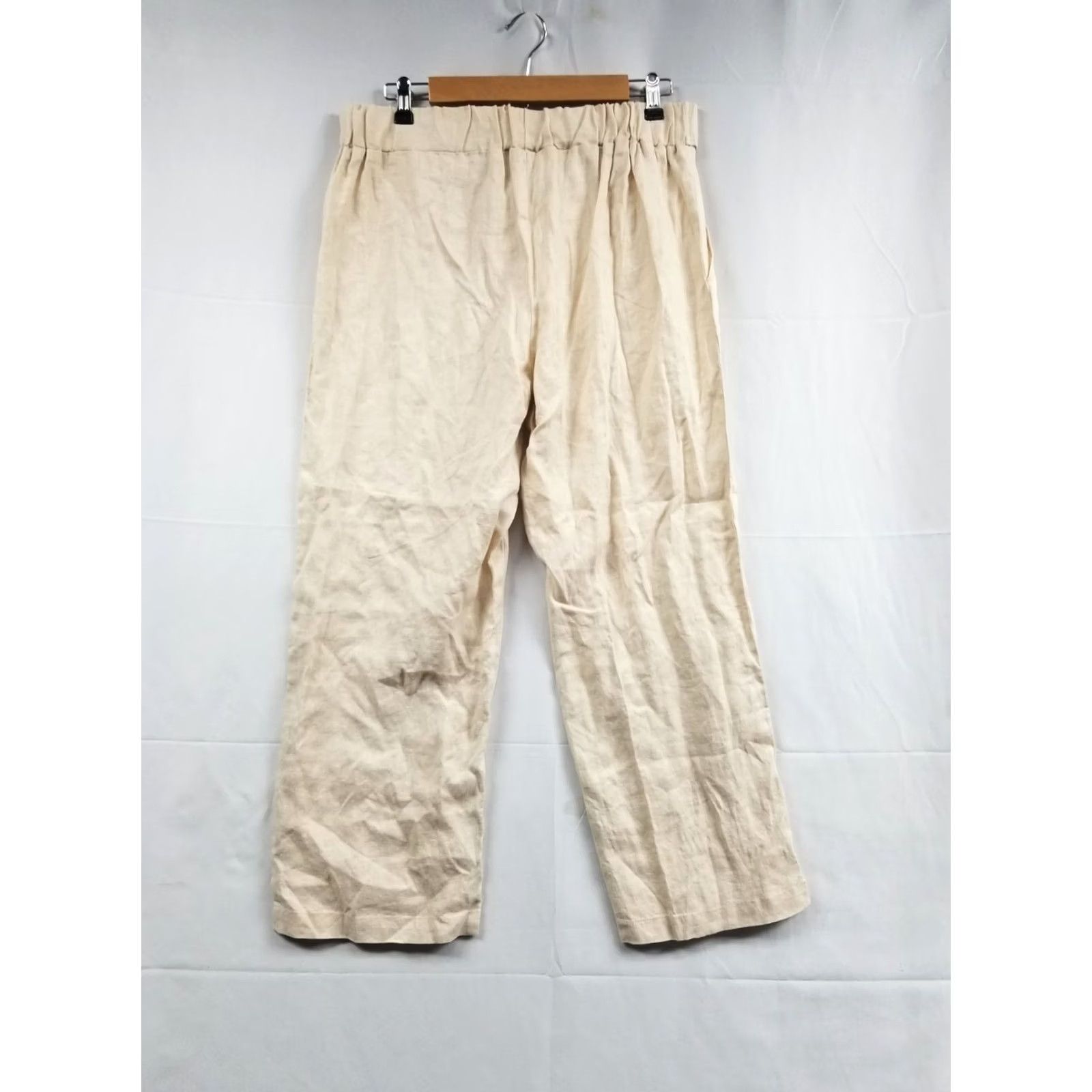 Vintage Calligraphie Linen Wide-Leg Pants Size Medium Women Tan Ankle Casual Regular Knit Vintage No Size 32" / US 10 / IT 46 - 2 Thumbnail
