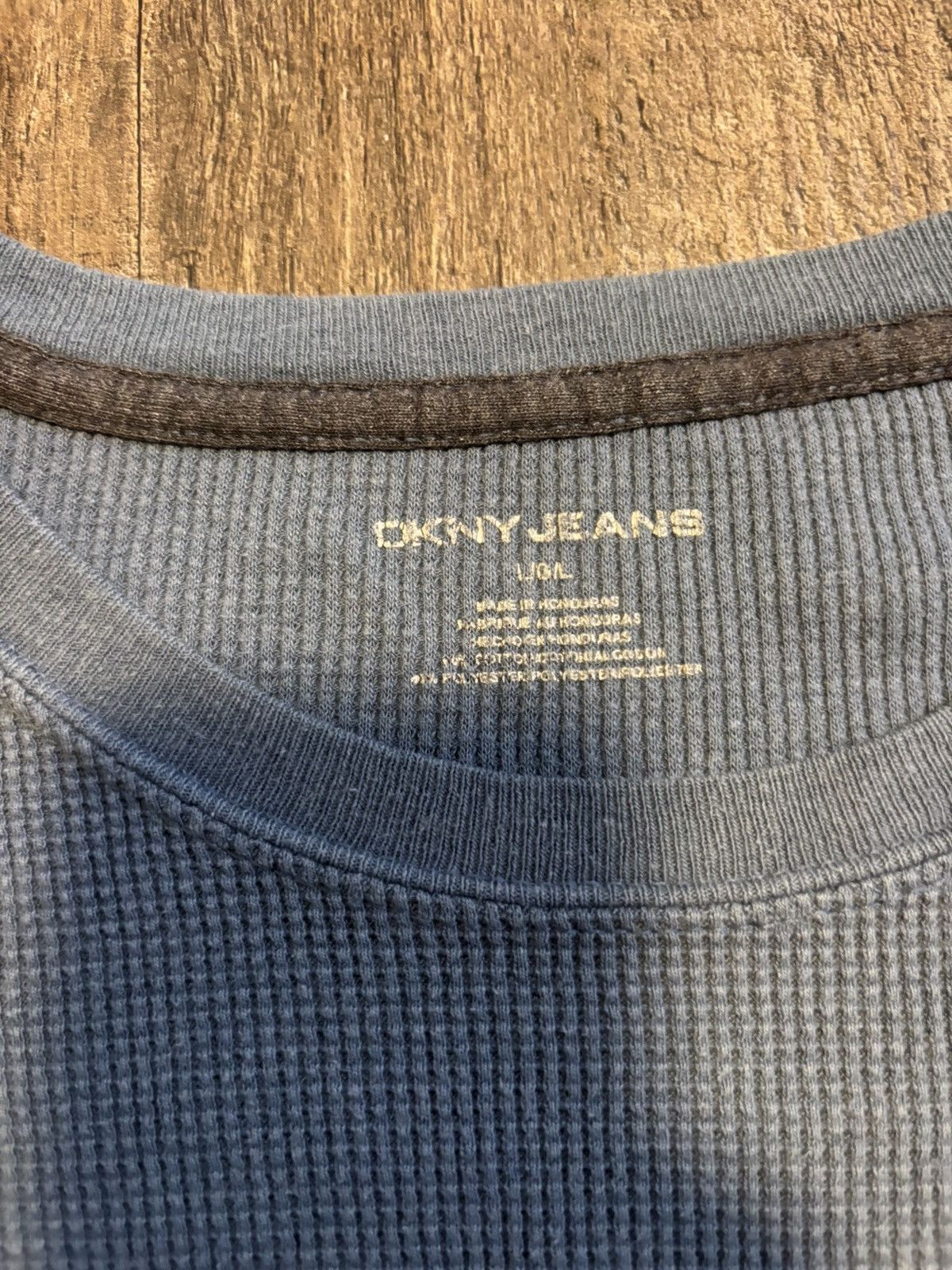 DKNY Y2K DKNY Jeans Thermal Waffle Knit Long Sleeve Tee Shirt Size US L / EU 52-54 / 3 - 2 Thumbnail