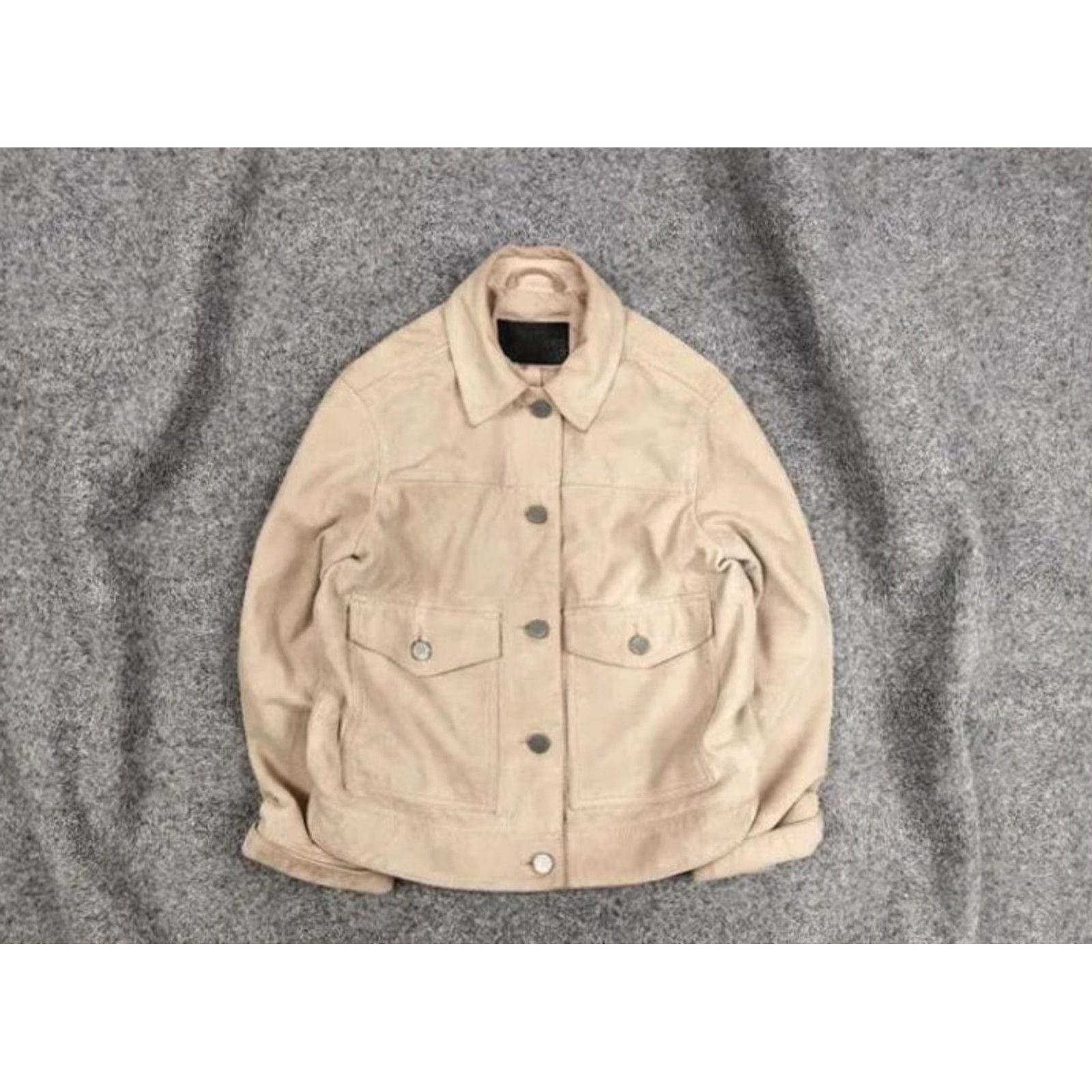 Allsaints VINTAGE Allsaints Sukes Suede Leather Dusty Pink Beige Jacket Size XS / US 0-2 / IT 36-38 - 2 Thumbnail