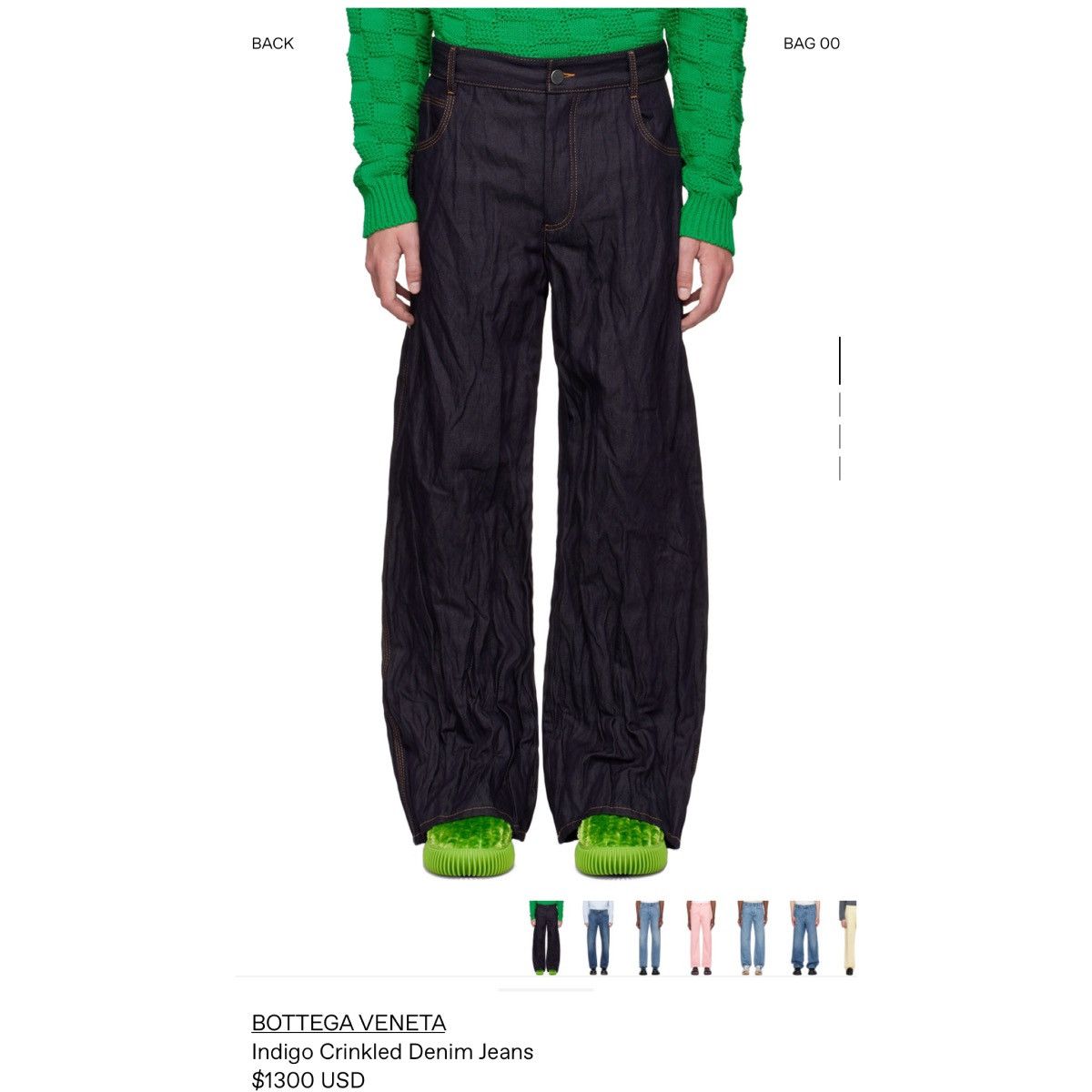 Pre-owned Bottega Veneta Indigo Crinkled Denim Jeans In Blue
