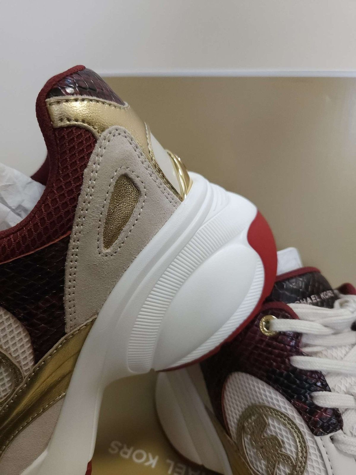 Michael Kors Zuma Snake Embossed Leather and Mesh Trainer By Michael Kors Size US 7 / IT 37 - 13 Thumbnail