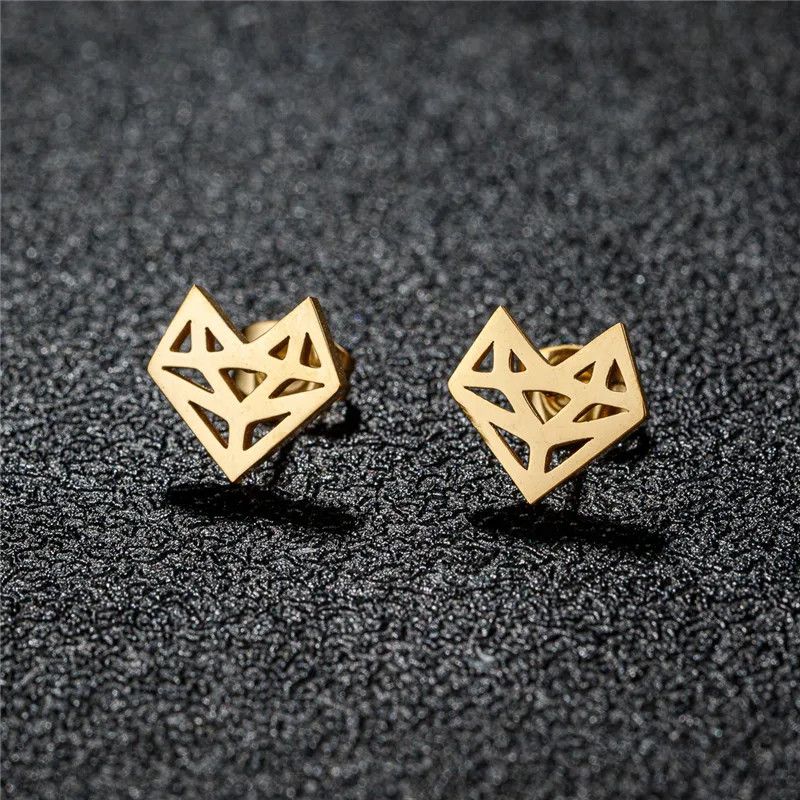 Jewelry Fox Mini Stud Earrings Charm Animal Earring Gift Size ONE SIZE - 1 Thumbnail