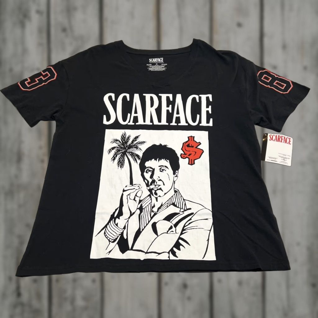 Vintage Scarface Tony Montana Graphic T-Shirt Men M ‘83 On Sleeves Miami Back NWT Shirt Men M Black Graphic Print 80s Movie Tony Montana NWT Size US M / EU 48-50 / 2 - 1 Thumbnail
