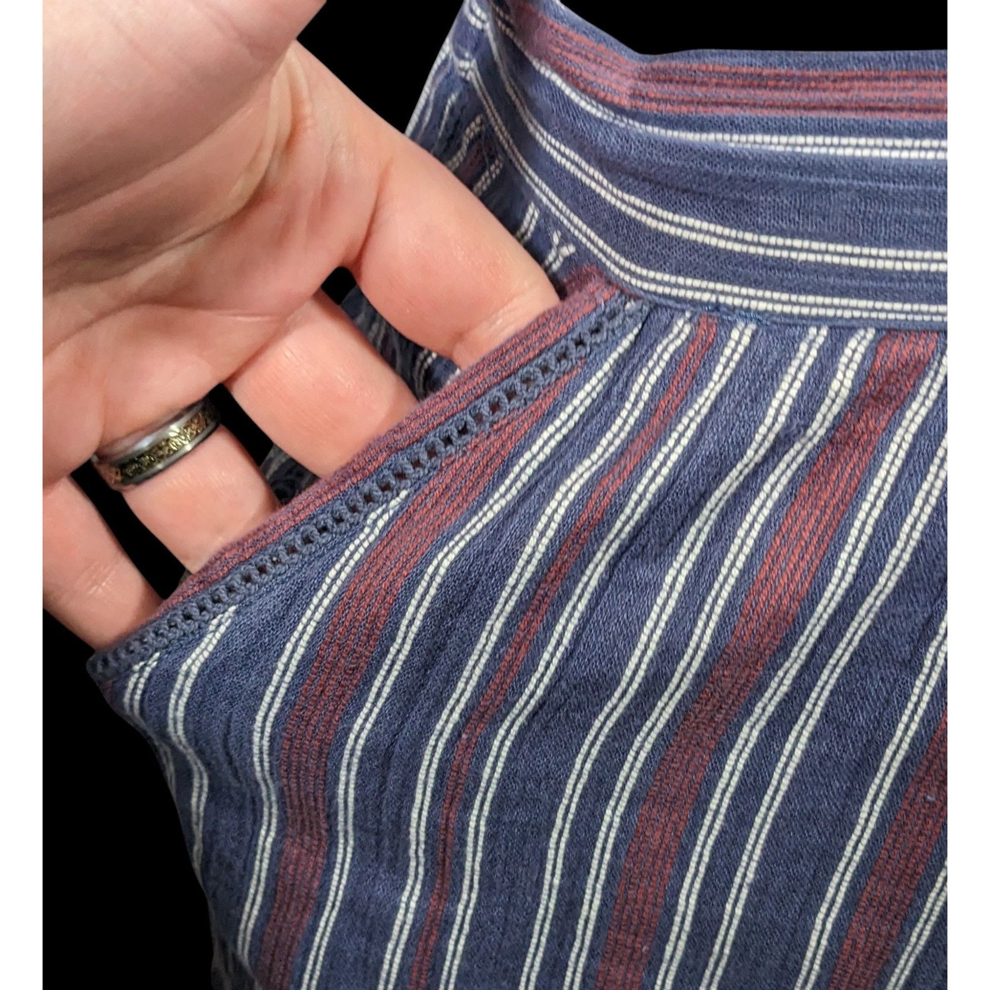 Other Indie & Cold San Sebastian Retro Bohemian Red And Blue Strip Size 29" - 4 Thumbnail