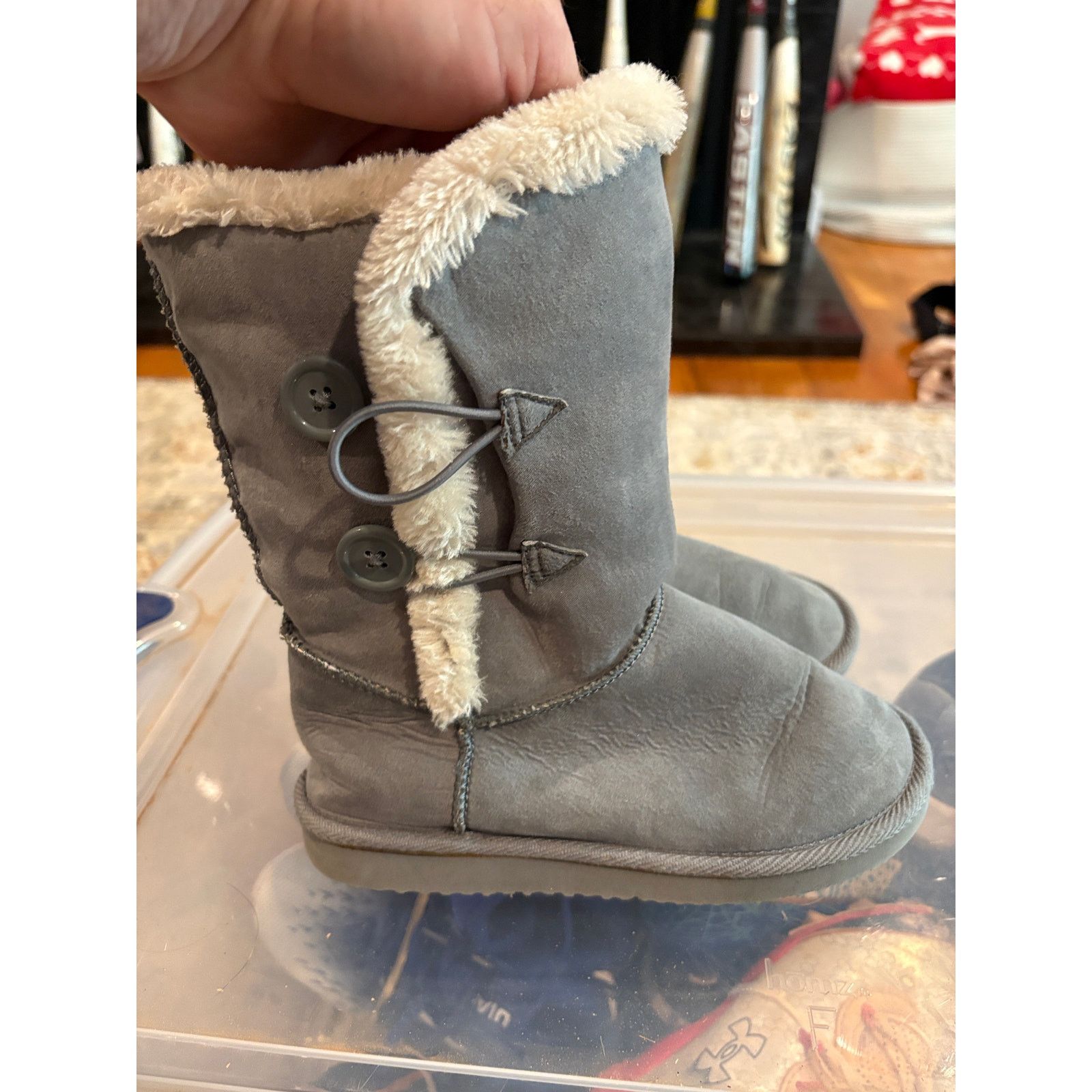 Old Navy Old Navy Tall Grey Faux Suede Boots Women’s Size 2 Shearling Size US 4 / IT 34 - 5 Thumbnail