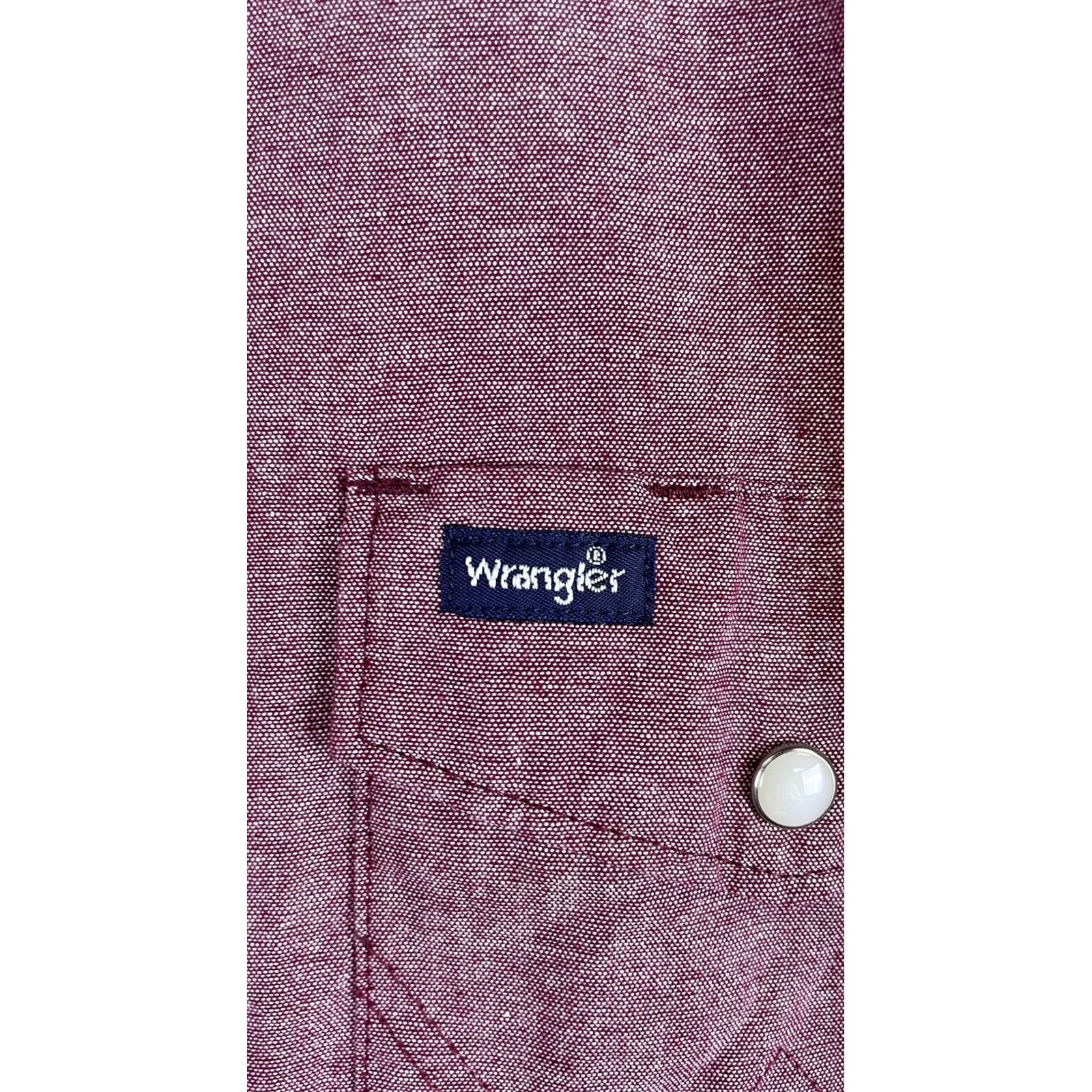 Wrangler Wrangler Shirt Mens Big 2XLT Red Solid Long Sleeve Pearl Snap Western Chambray Size US XXL / EU 58 / 5 - 3 Thumbnail