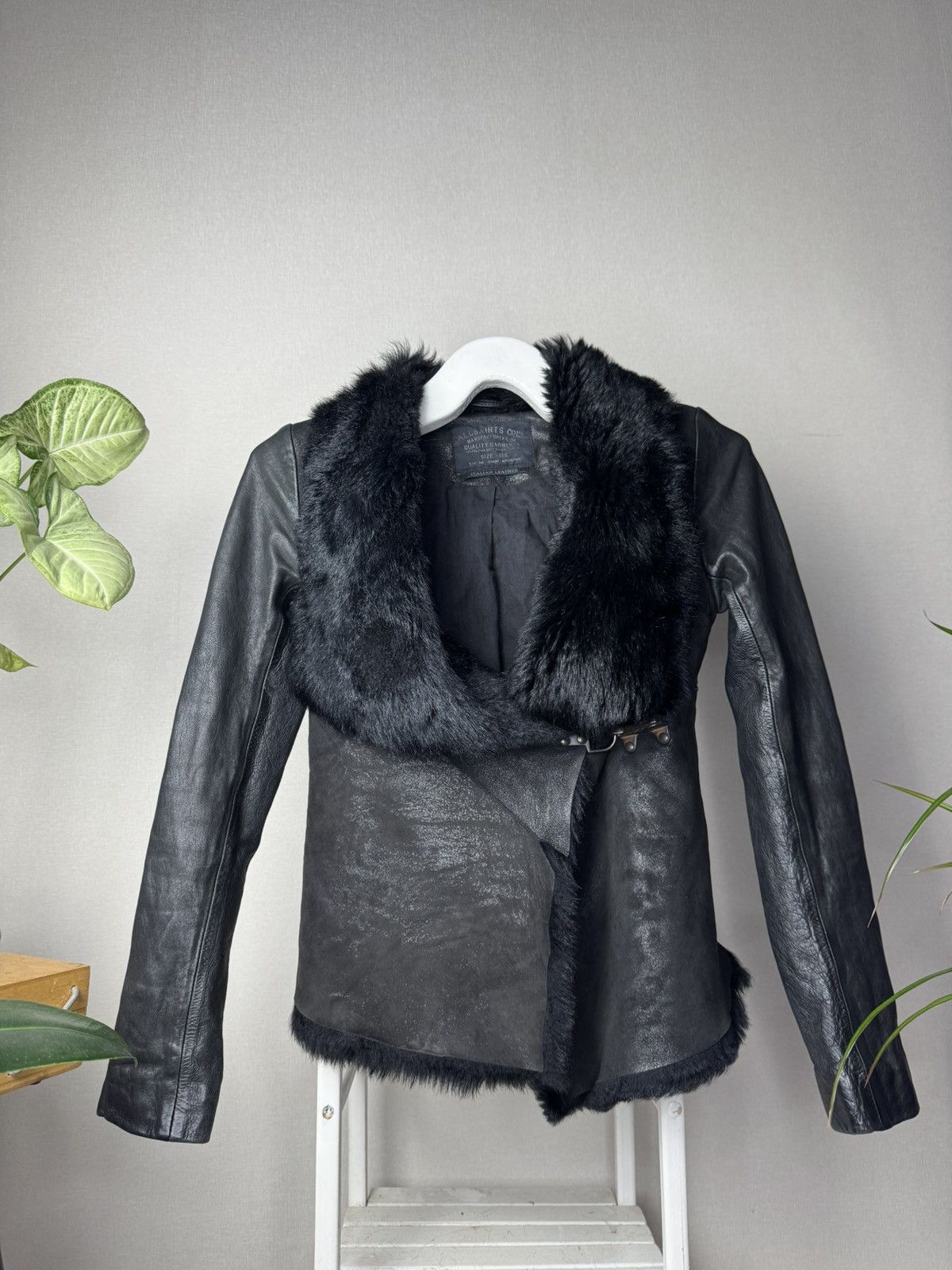 Allsaints Y2K Vintage Mures Sheepskin Leather Fur Jacket