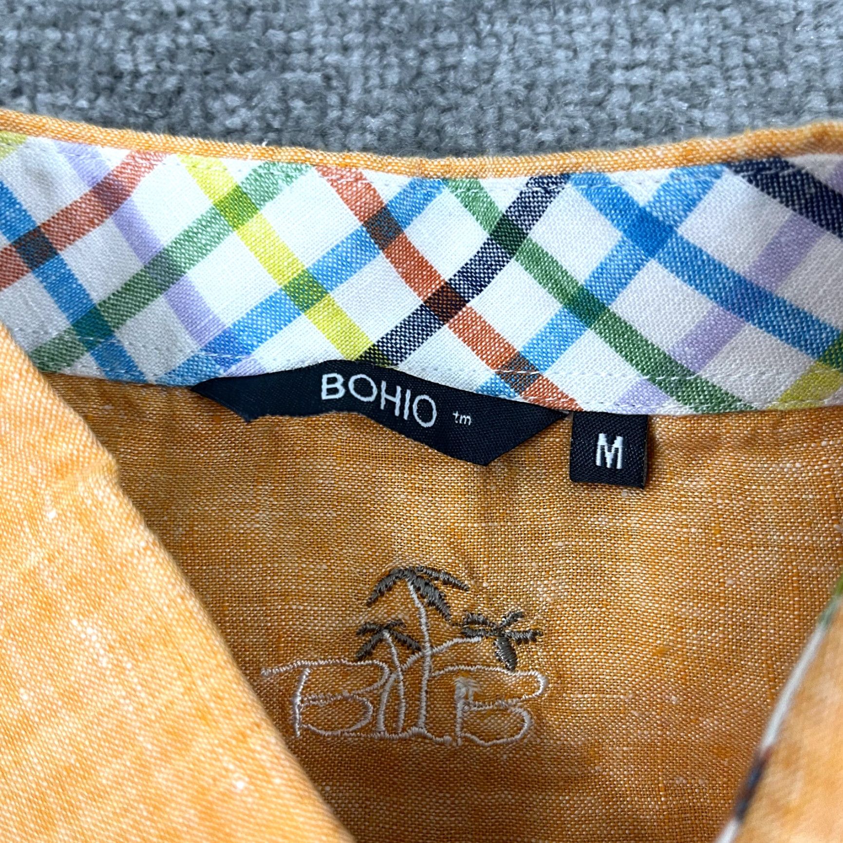 Vintage BOHIO Shirt Men Medium Bright Orange Button Up Long Sleeve Roll Tab Summer Beach Shirt Size US M / EU 48-50 / 2 - 2 Thumbnail