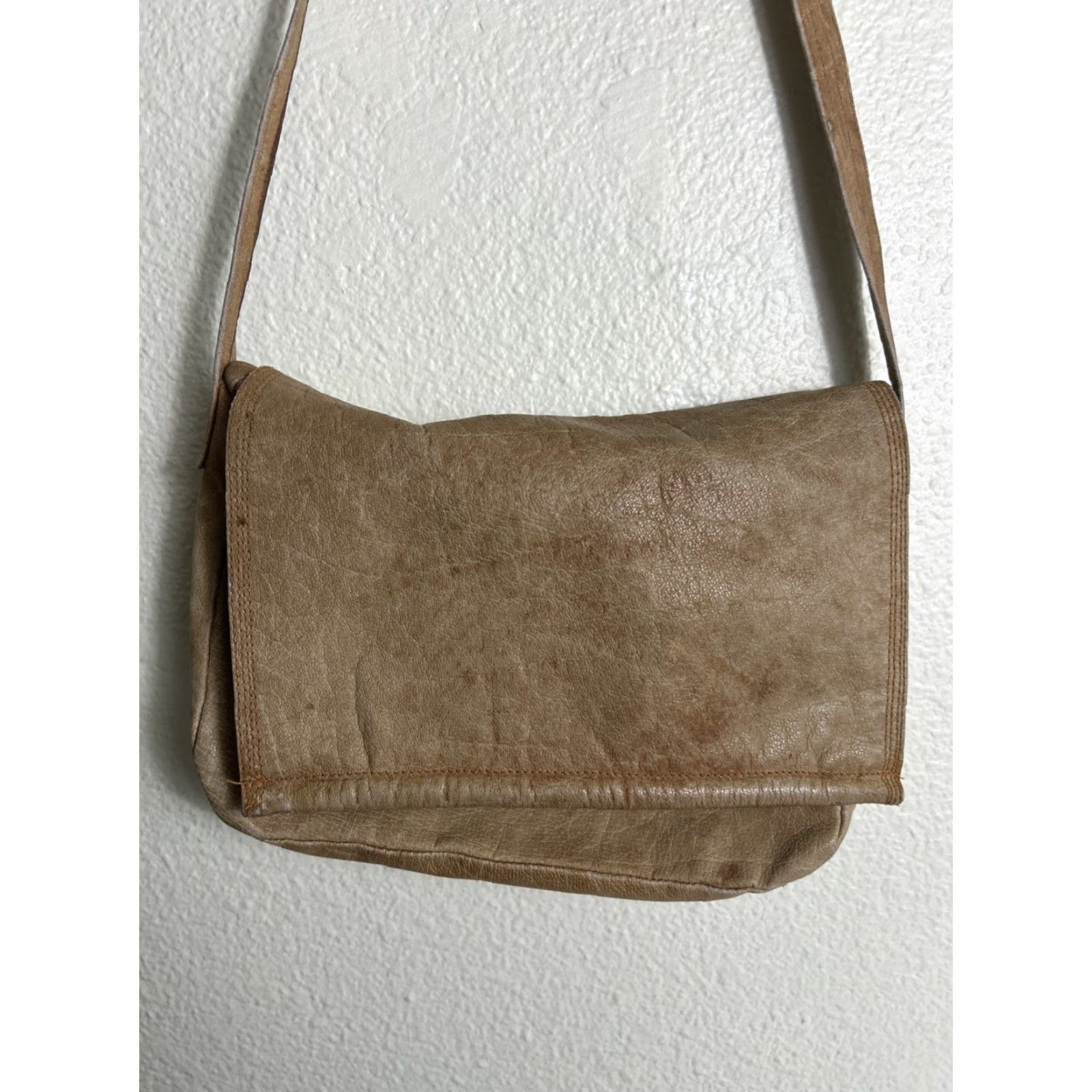 Vintage VINTAGE Unbranded Beige Leather Purse Plaid Lined Shoulder Bag 11x9x2.5 Womens Size ONE SIZE - 2 Thumbnail