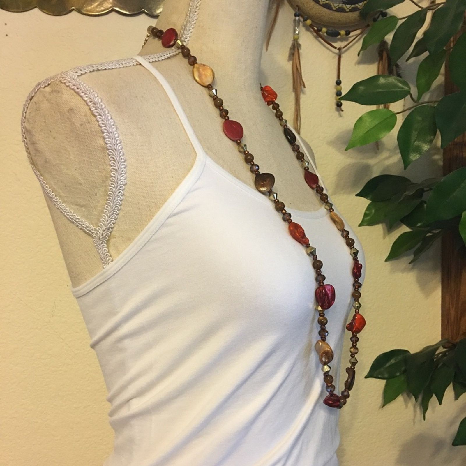 Vintage Vintage fall tone painted natural shell necklace Size ONE SIZE - 2 Thumbnail