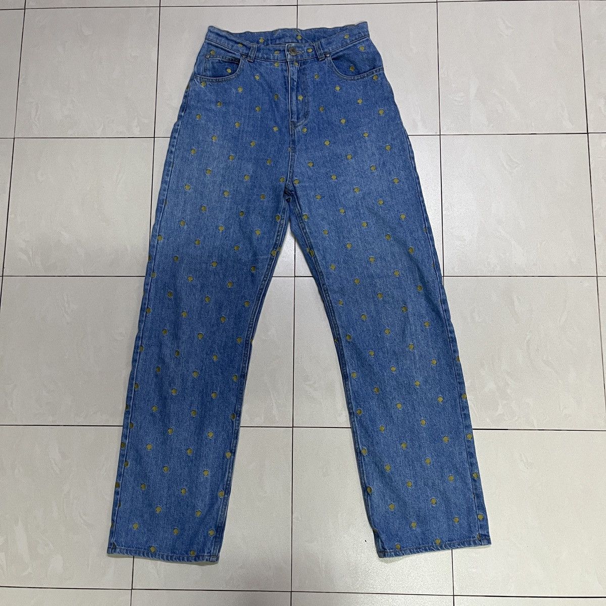 Japanese Brand Vintage Allover Polkadots Embroidered Jeans Size US 29 - 1 Thumbnail