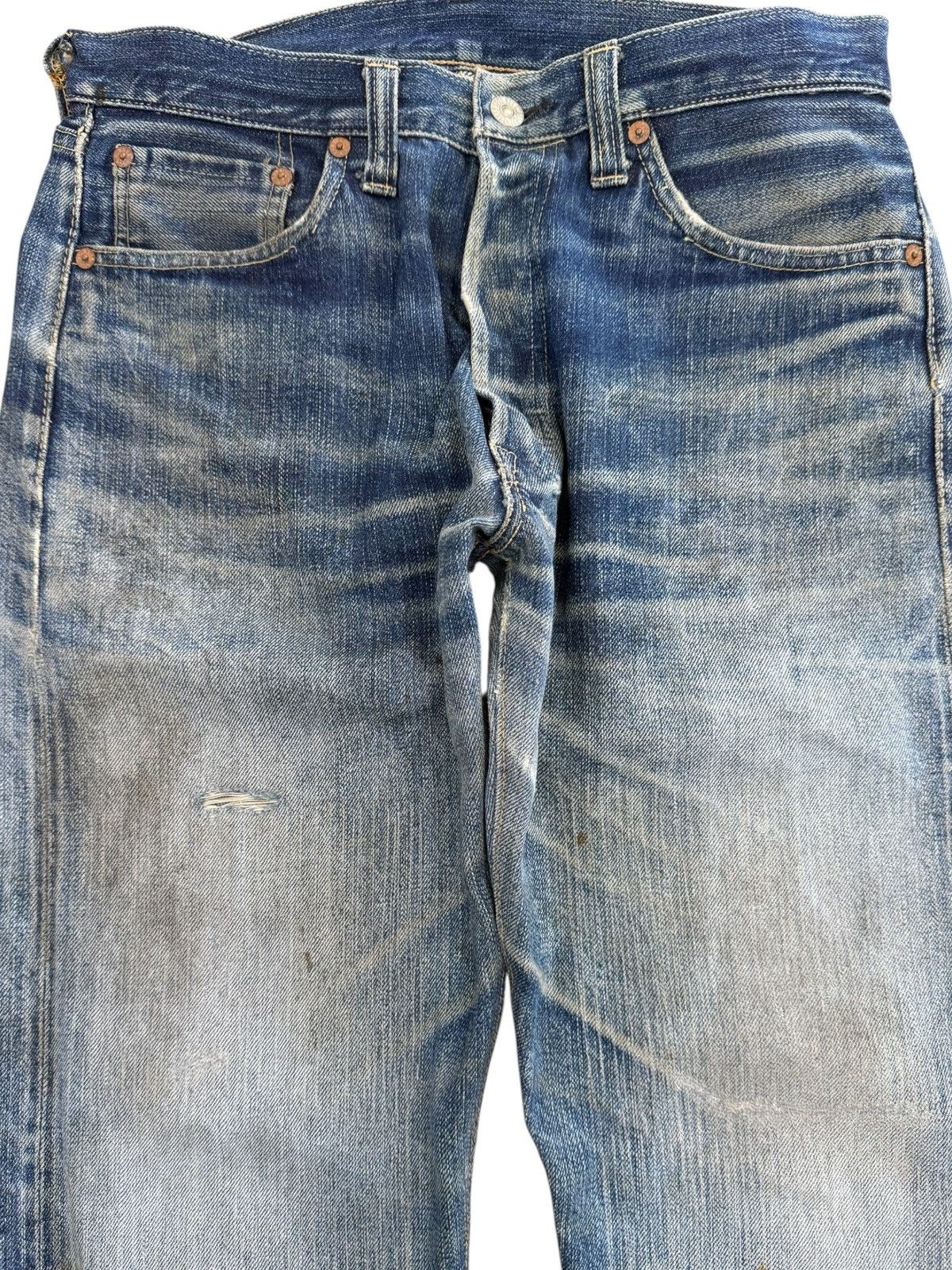 Sugar Cane Sugar Cane 90’s Blue Wash Whiskers Style Denim Jeans Size US 30 / EU 46 - 2 Thumbnail