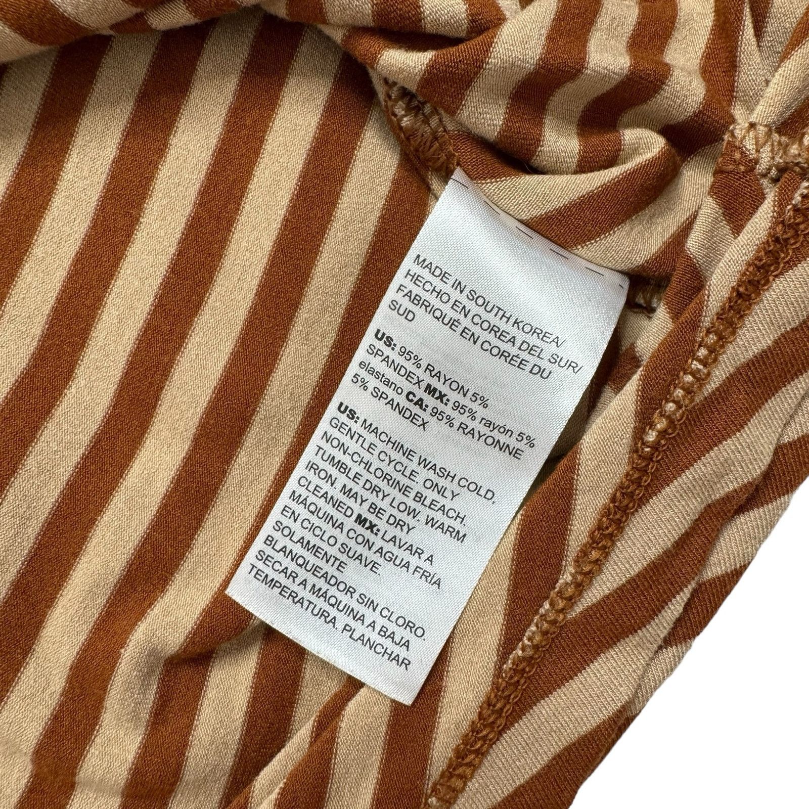 Chicos CHICOS Brown Tan Stripe High Neck Asymmetric Tunic Large (2) Size L / US 10 / IT 46 - 7 Thumbnail