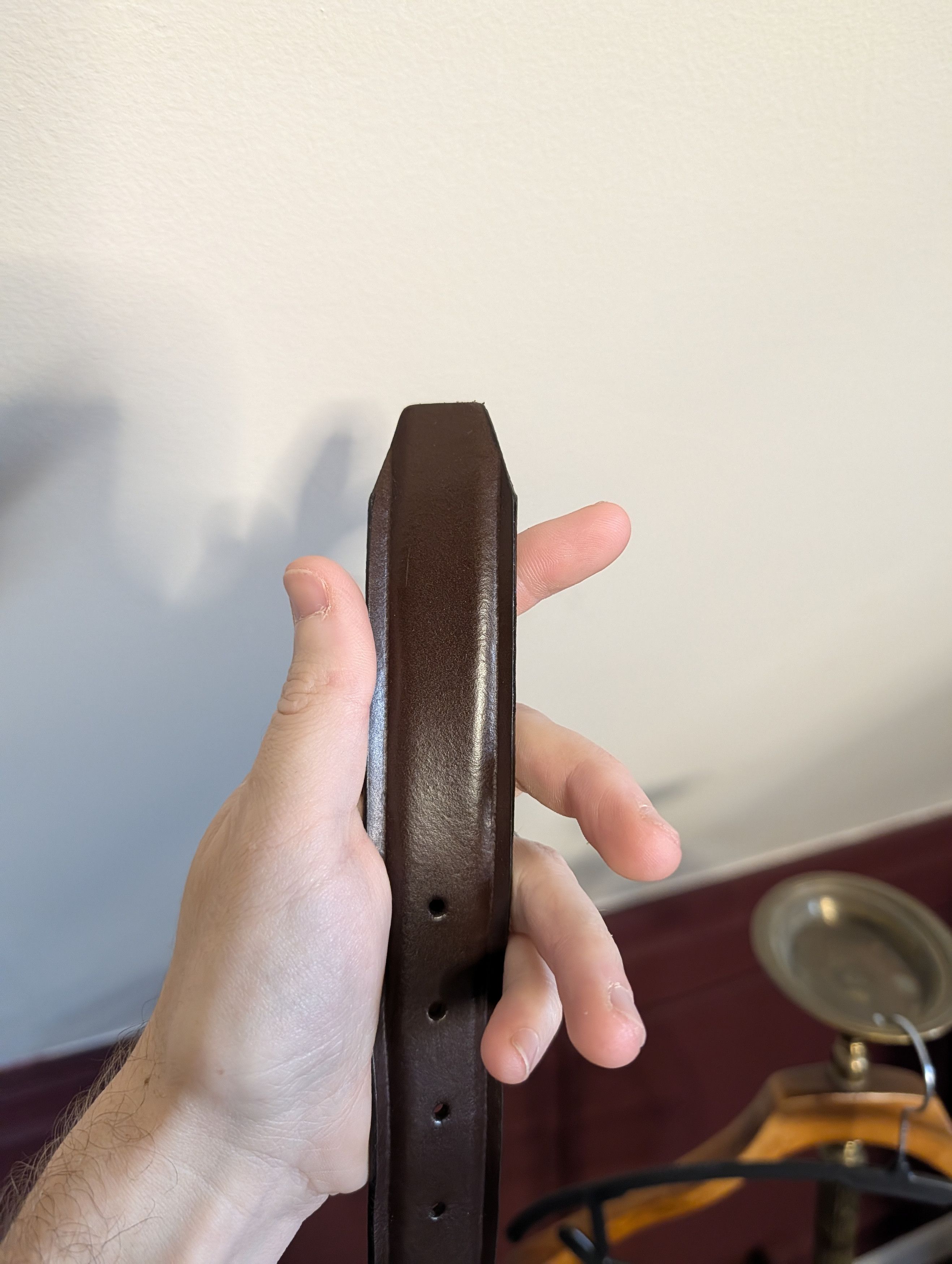 Allen Edmonds Dark brown handcrafted in USA leather ridged belt 42 Size 42 - 4 Thumbnail
