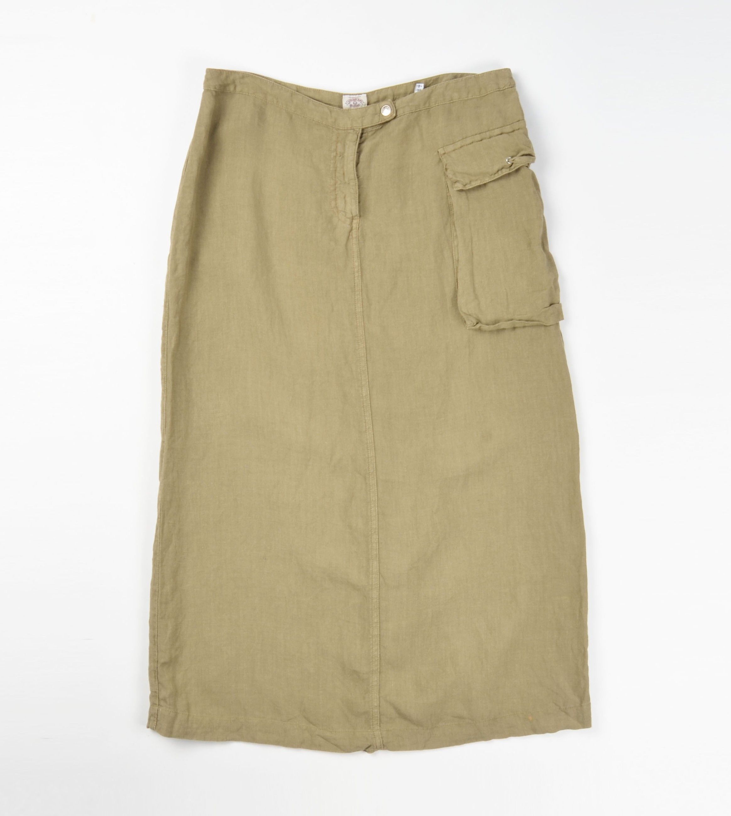 Giorgio Armani Vintage Armani Jeans Y2K Big Pocket Linen Khaki Skirt Size 32" / US 10 / IT 46 - 4 Thumbnail