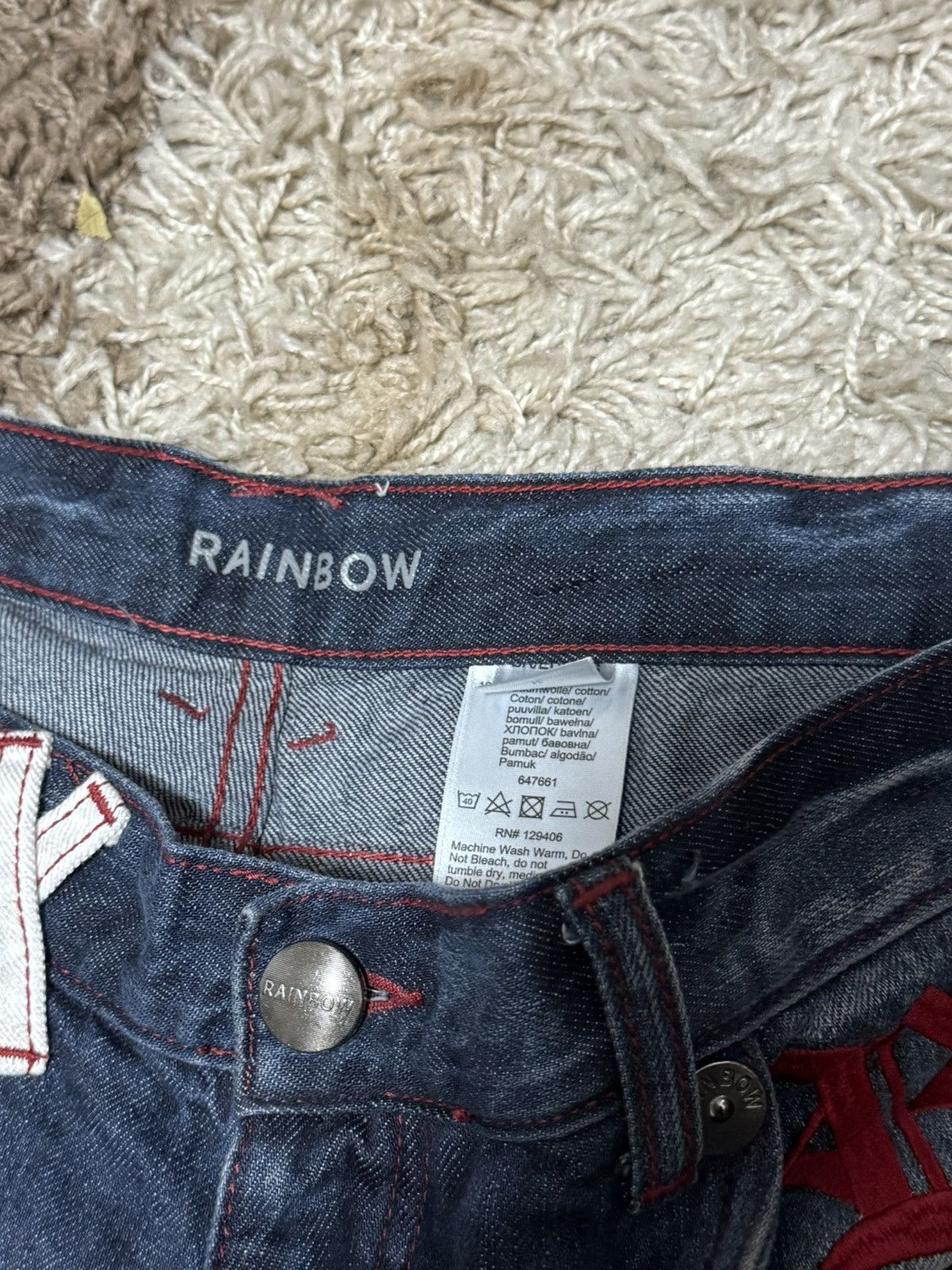 Japanese Brand Vtg Rainbow Washed n Big Dragon Embroide Baggy Jeans Size US 36 / EU 52 - 5 Thumbnail