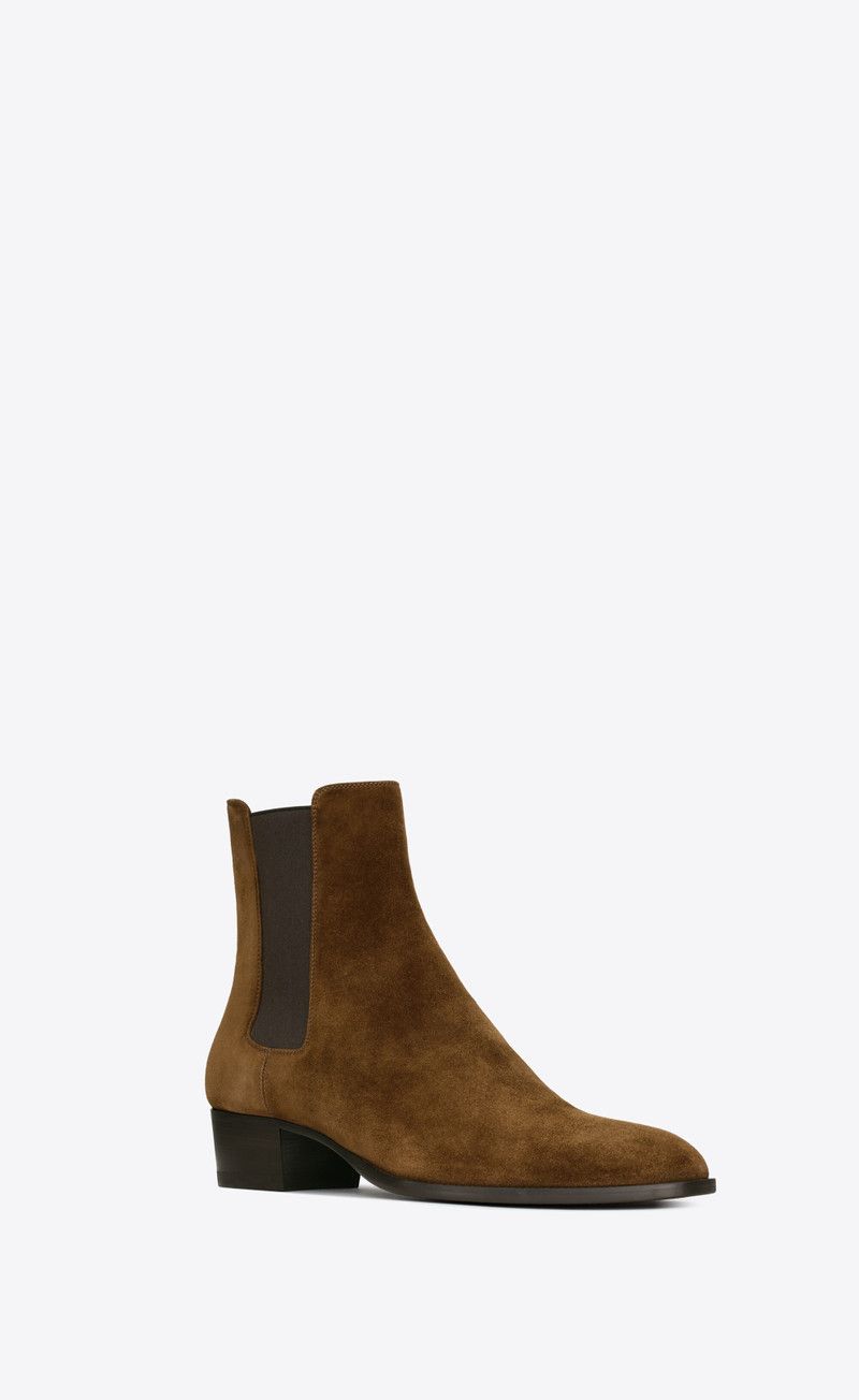 Saint Laurent Paris oc11z0126 634194 Wyatt Chelsea Boots in Suede in Brown Size US 10 / EU 43 - 3 Thumbnail