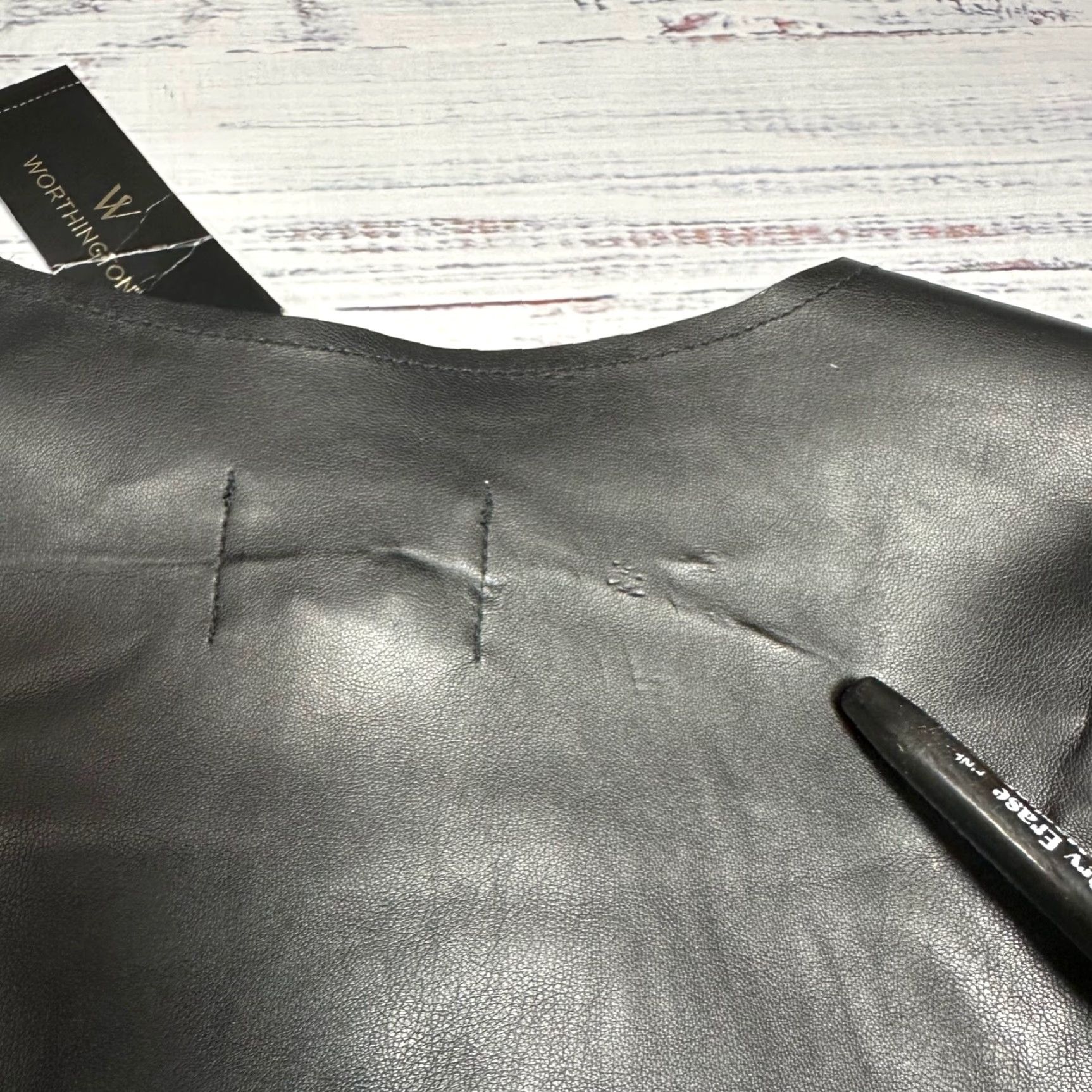 Worthington Worthington Womens Cropped Faux Leather Jacket XL Black Asymmetrical Zip Pockets Size XL / US 12-14 / IT 48-50 - 7 Thumbnail