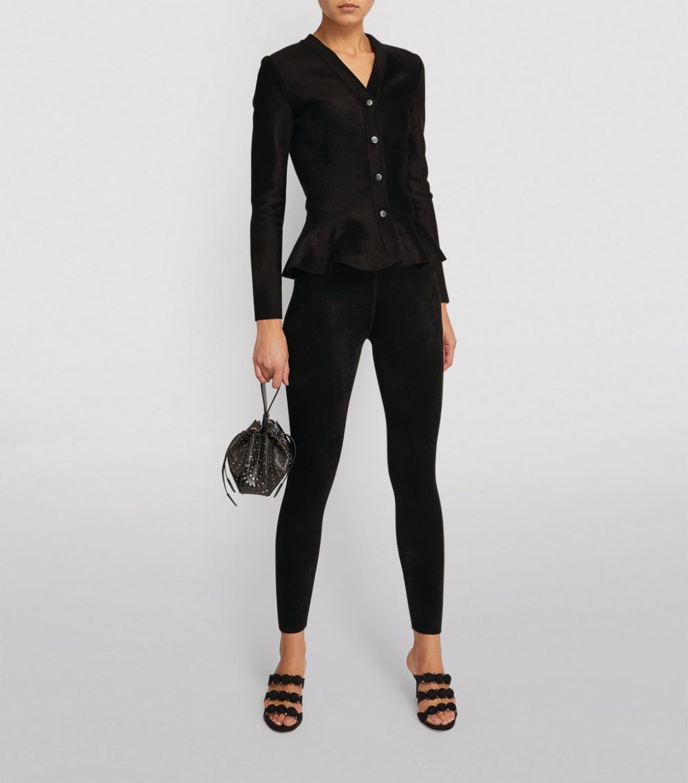 Alaia Womens Alaïa Black Ruffle Detail Velvet Cardigan Size S / US 4 / IT 40 - 4 Thumbnail